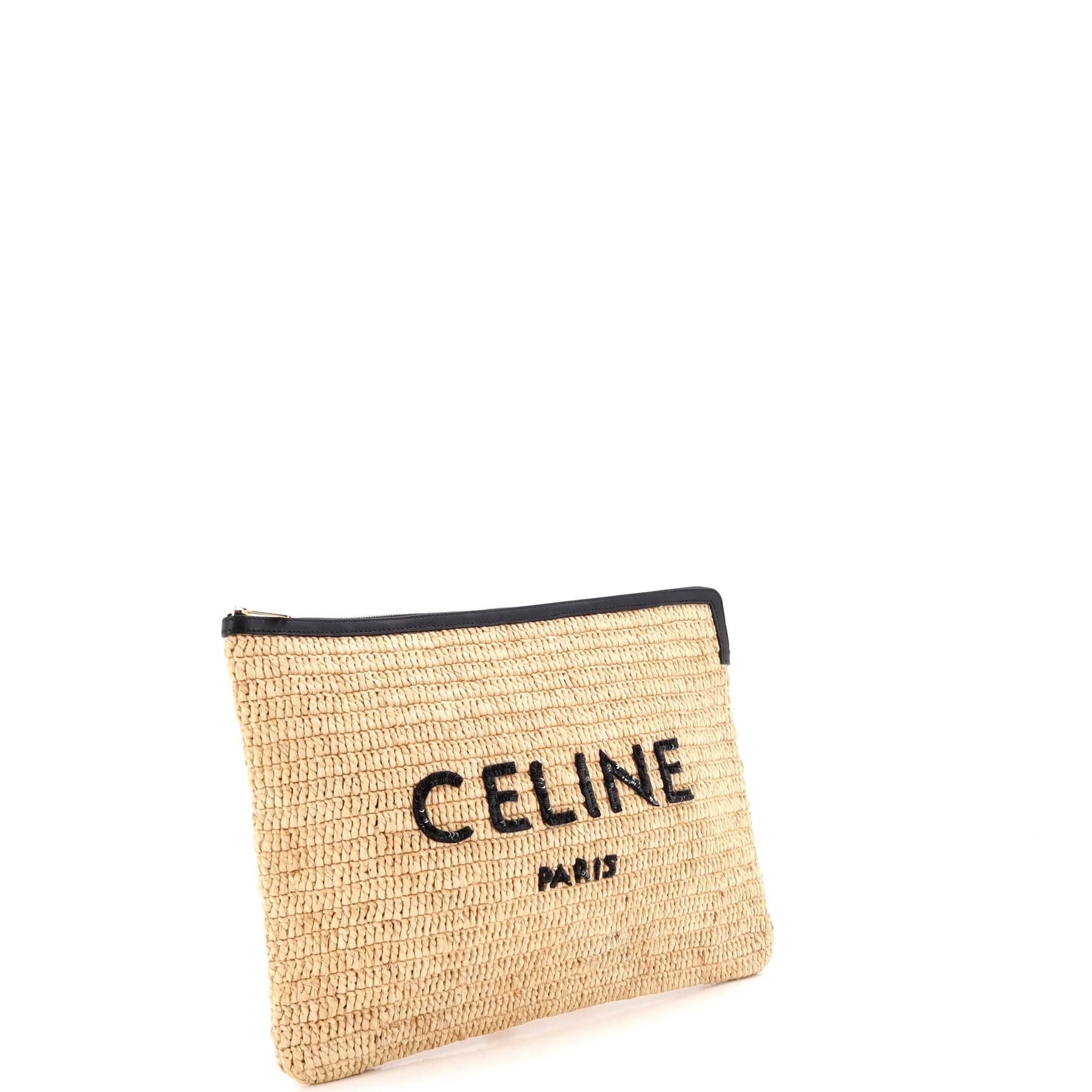 Logo Zip Pouch Raffia with Sequins Large - Image 2