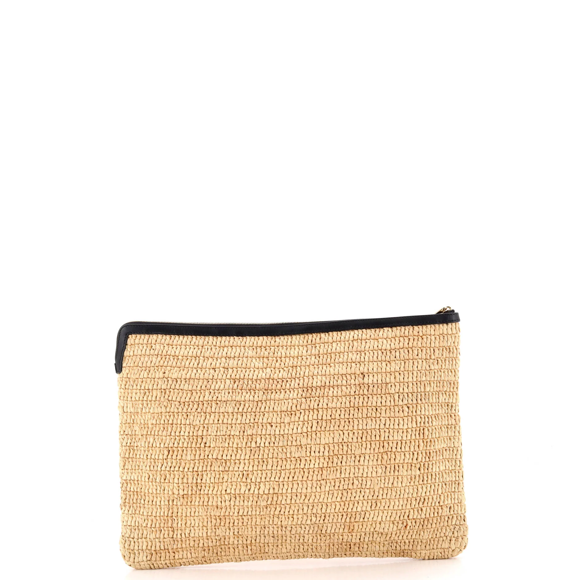 Logo Zip Pouch Raffia with Sequins Large - Image 3