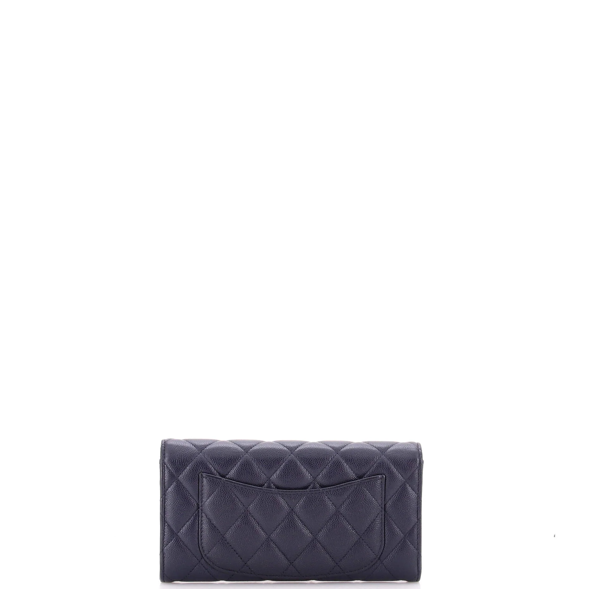 CC Gusset Classic Flap Wallet Quilted Caviar Long - Image 3