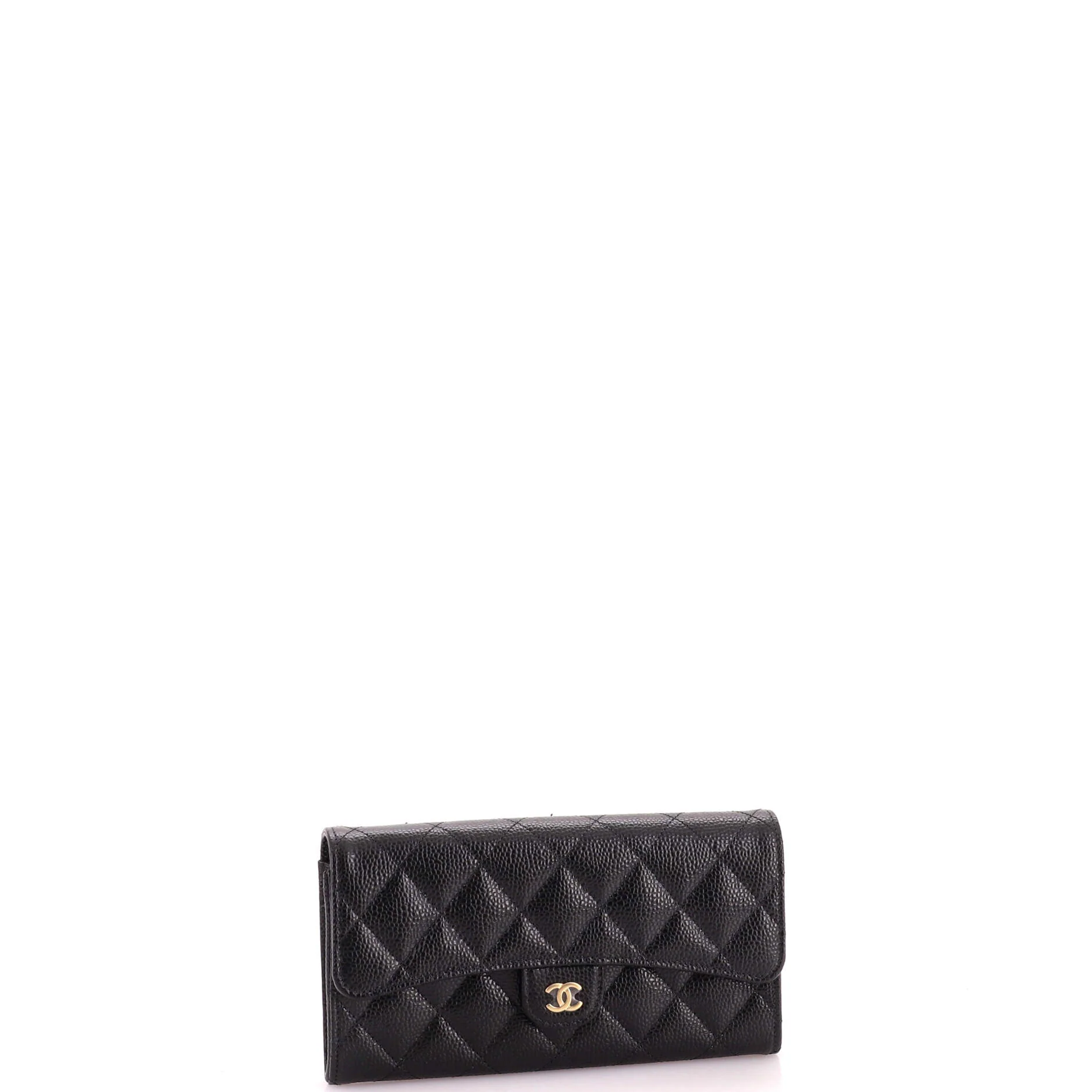 CC Gusset Classic Flap Wallet Quilted Caviar Long - Image 2