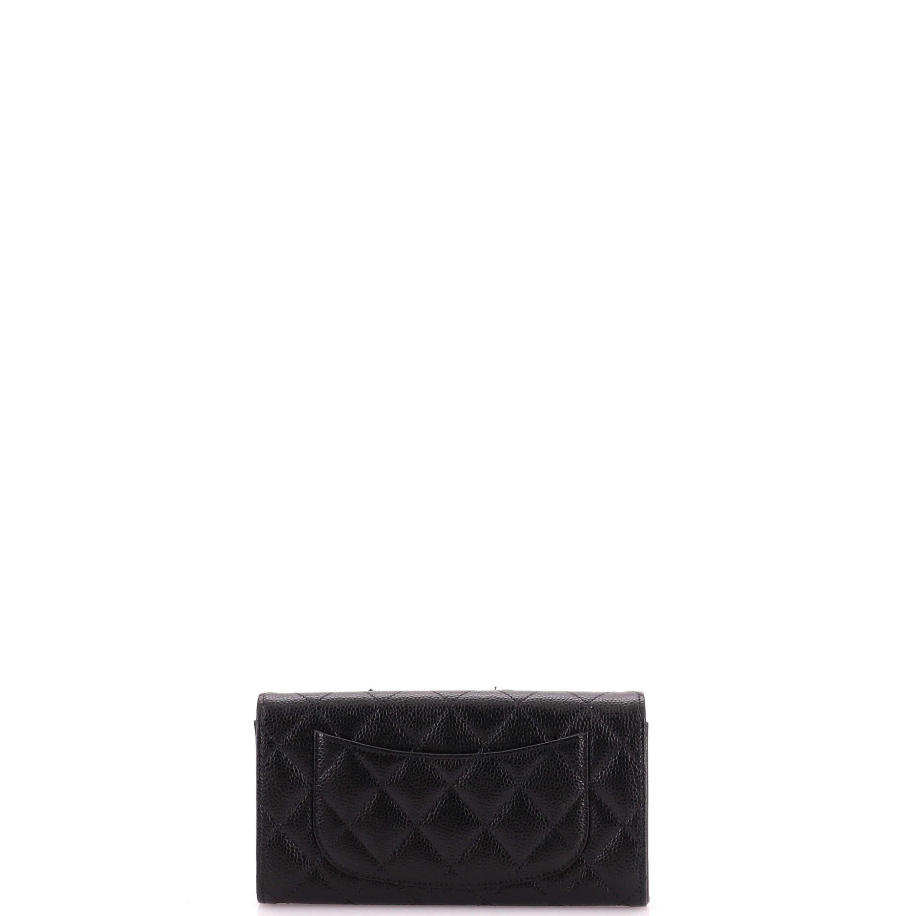 CC Gusset Classic Flap Wallet Quilted Caviar Long - Image 3