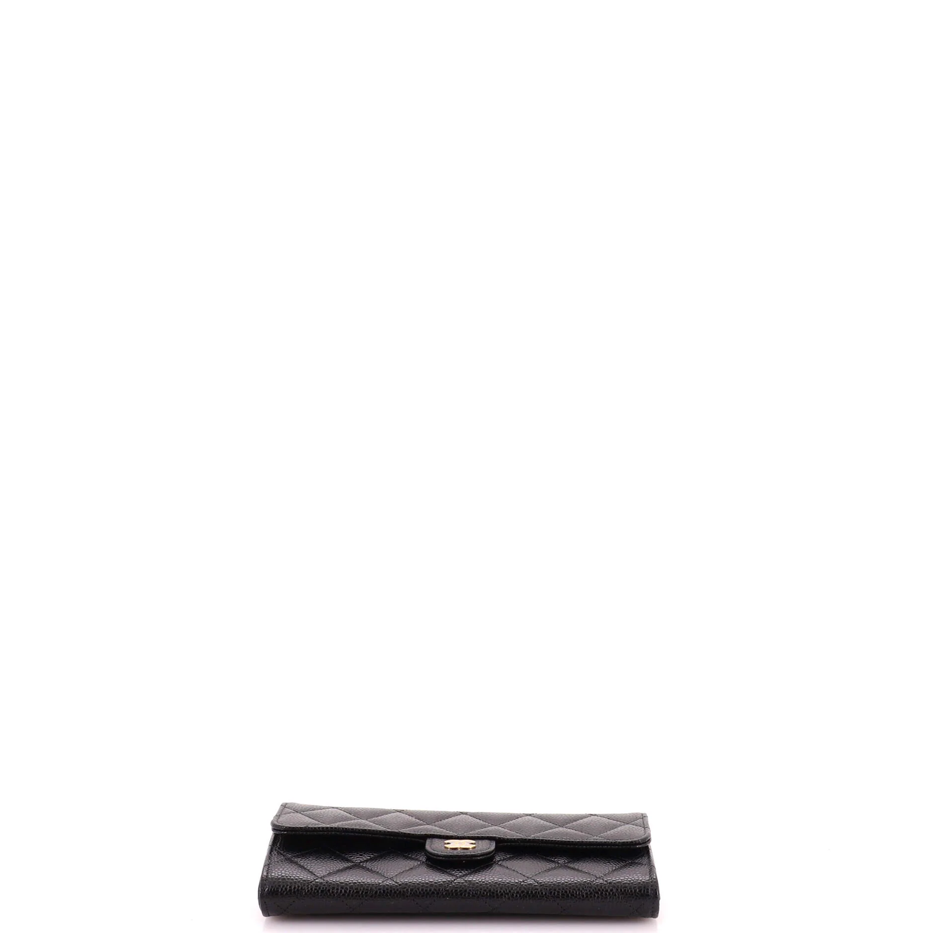 CC Gusset Classic Flap Wallet Quilted Caviar Long - Image 4