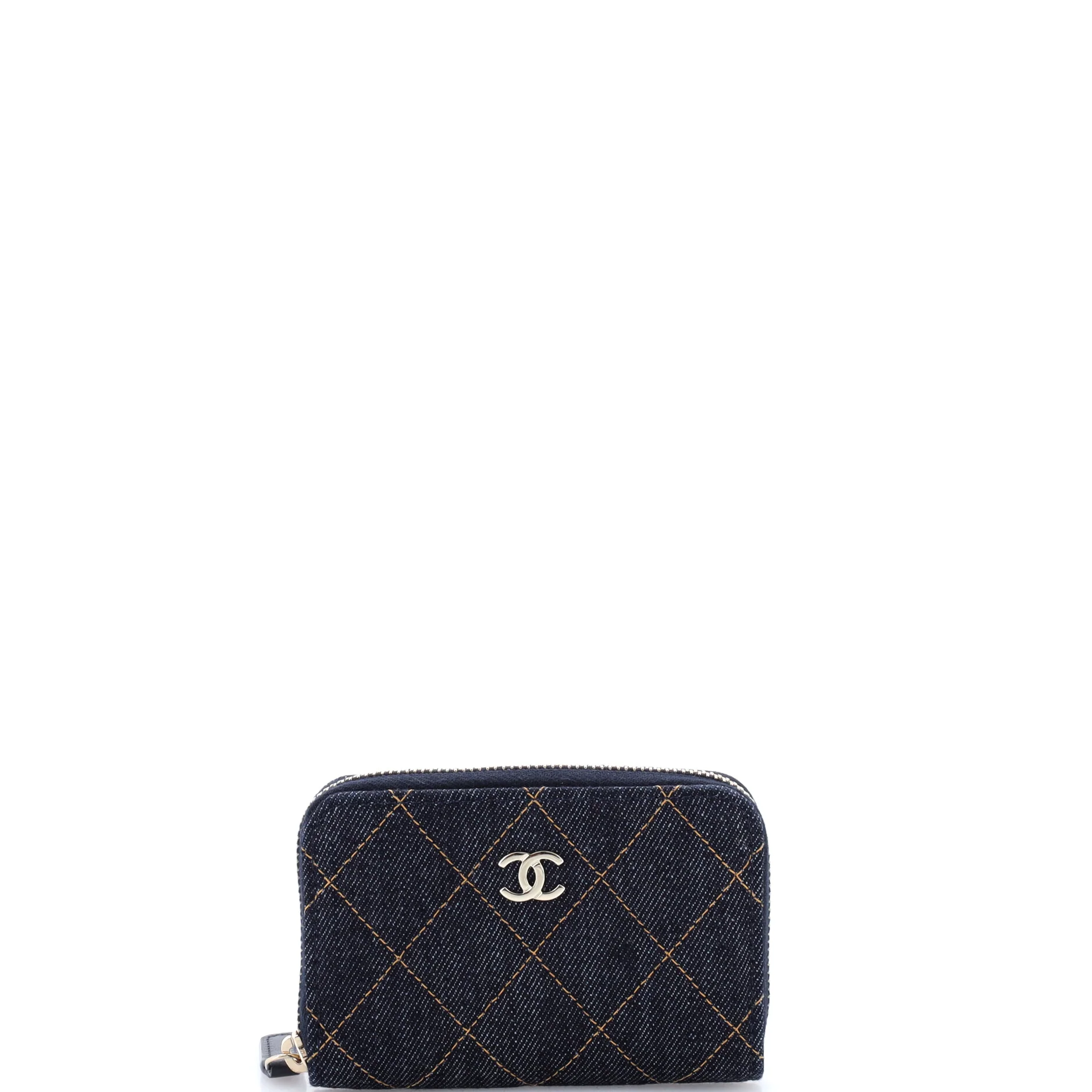 CC Zip Coin Purse Quilted Denim Small