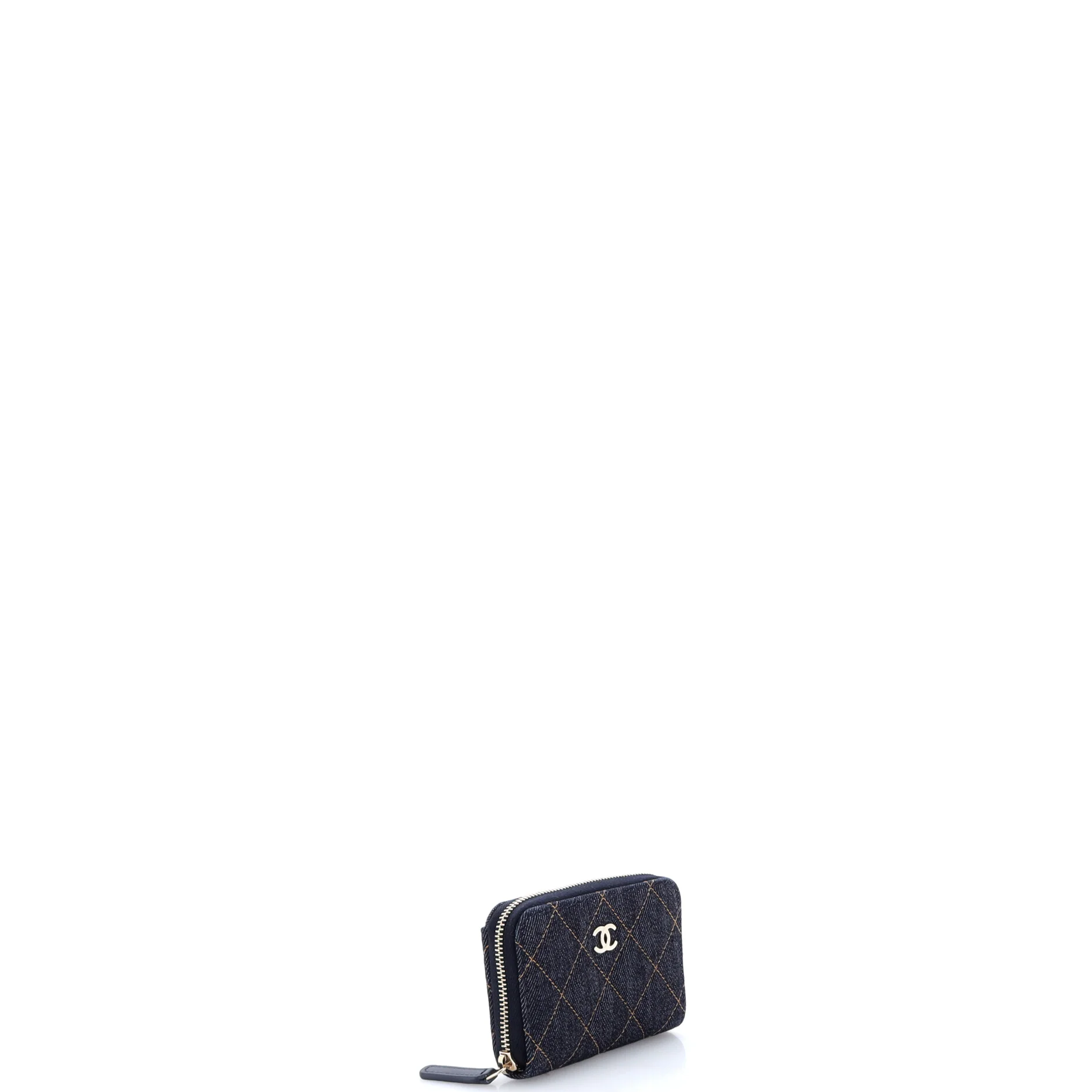 CC Zip Coin Purse Quilted Denim Small - Image 2