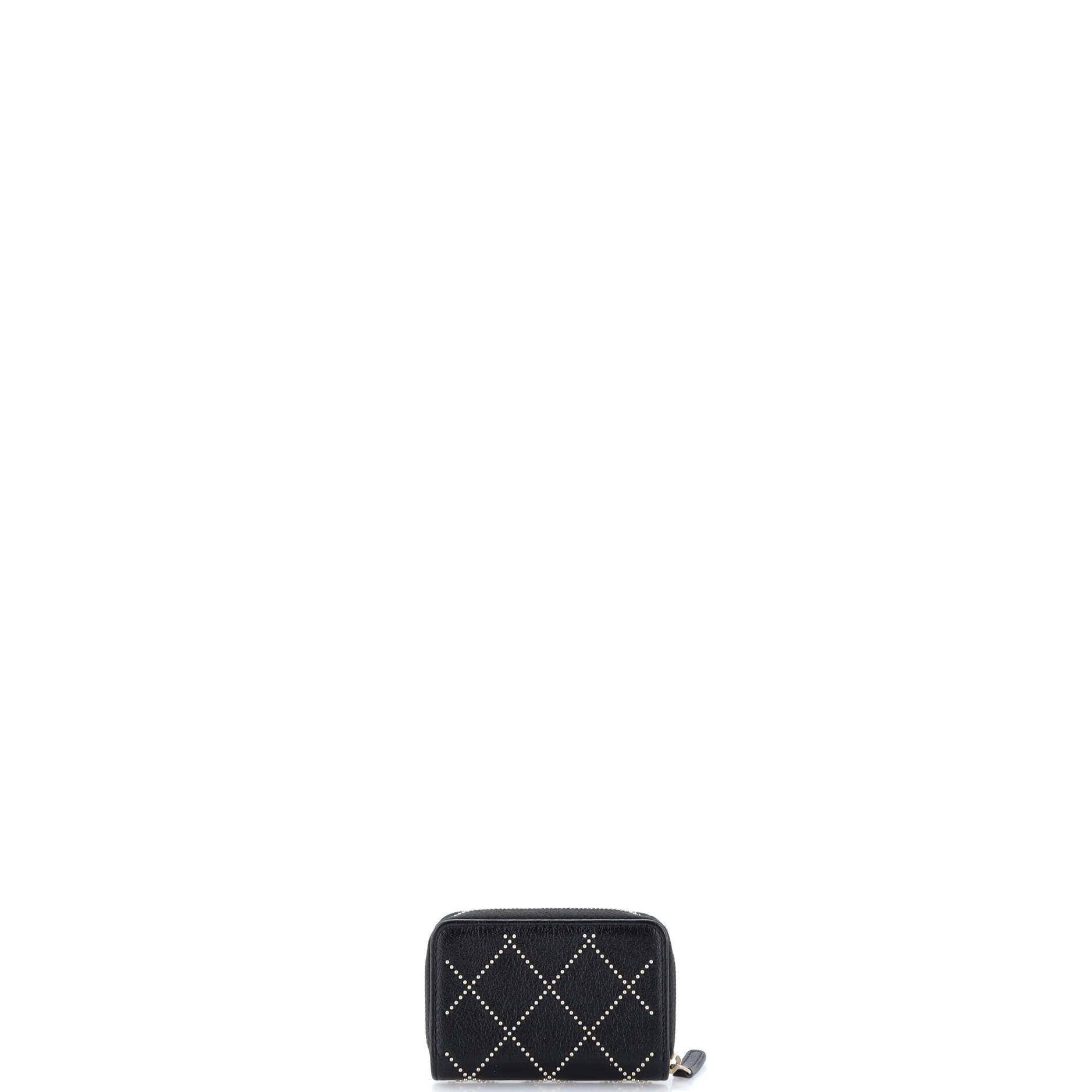 CC Zip Coin Purse Studded Shiny Lambskin Small - Image 3