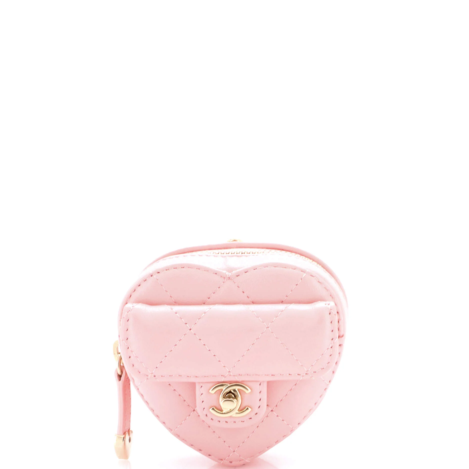 Heart Bag Charm Quilted Lambskin
