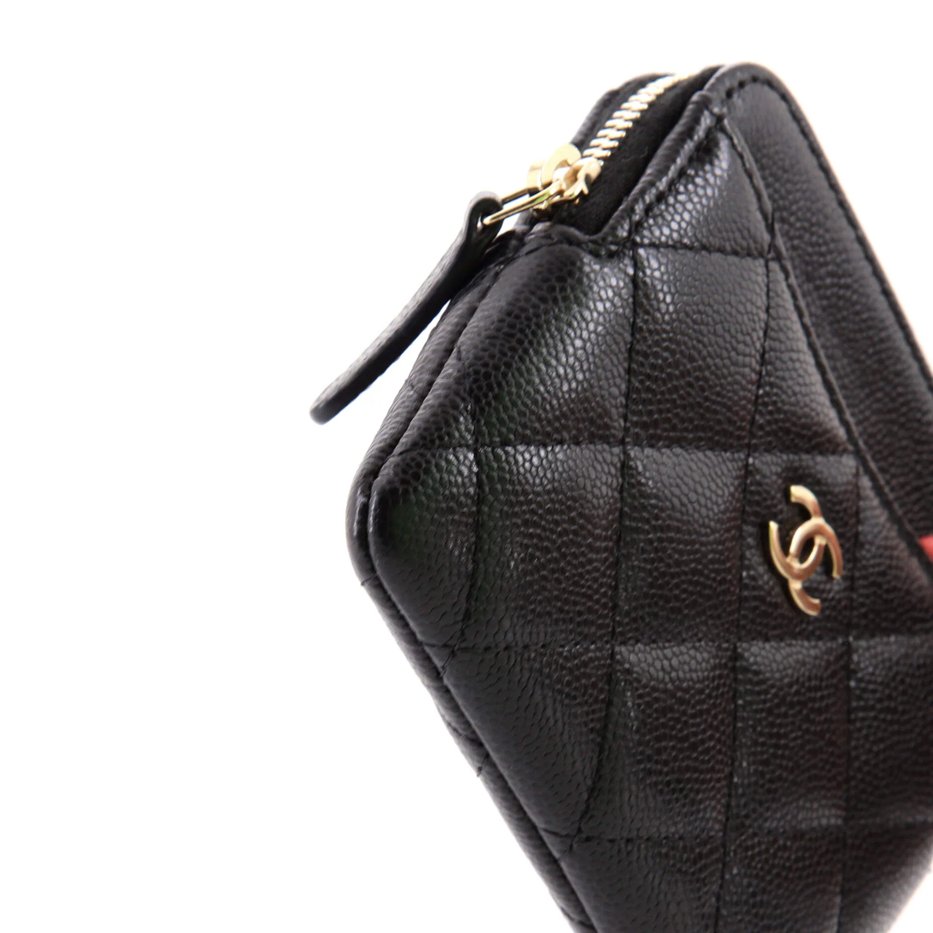 Square Zip Around Card Holder Wallet Quilted Caviar - Image 6
