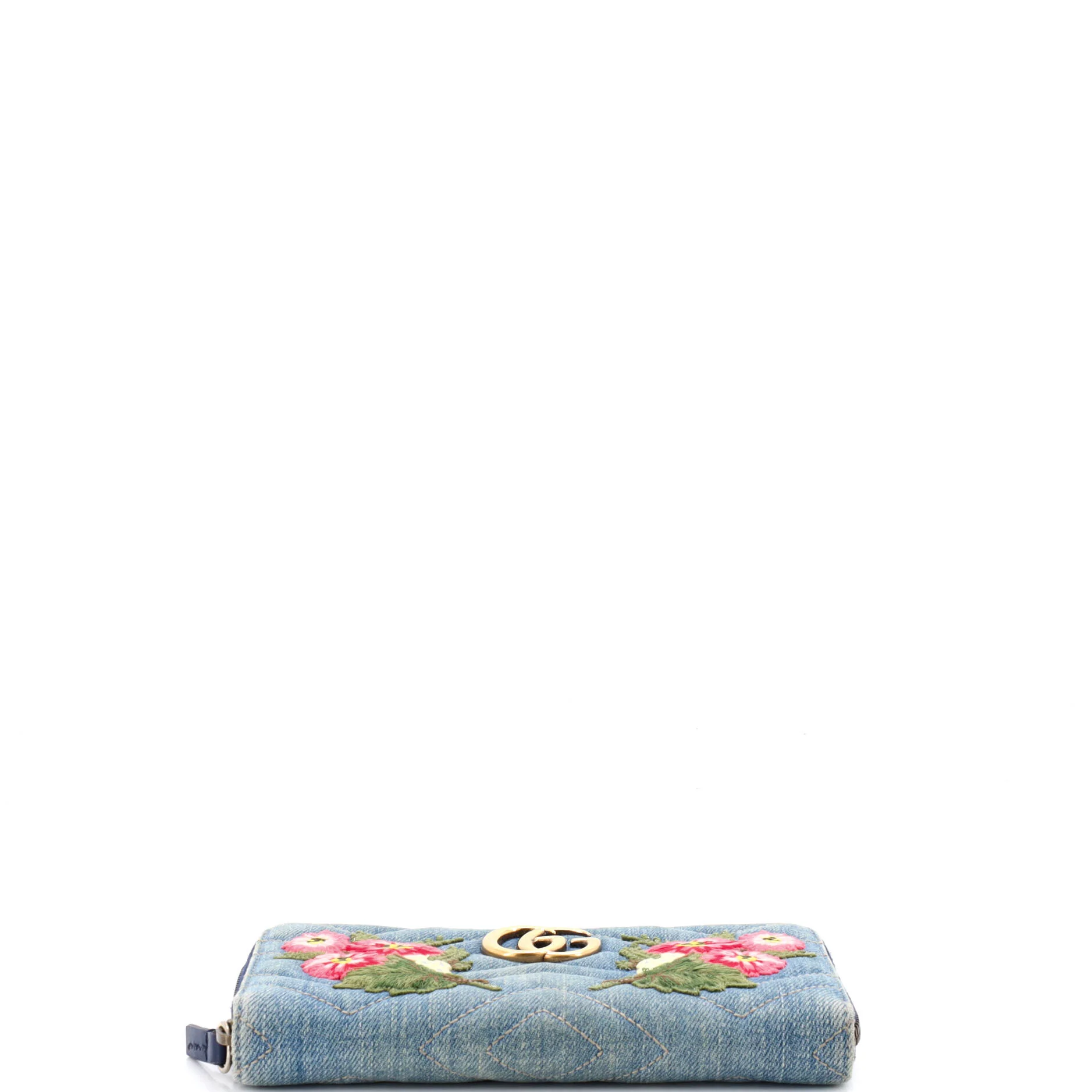 GG Marmont Zip Around Wallet Embroidered Matelasse Denim - Image 4