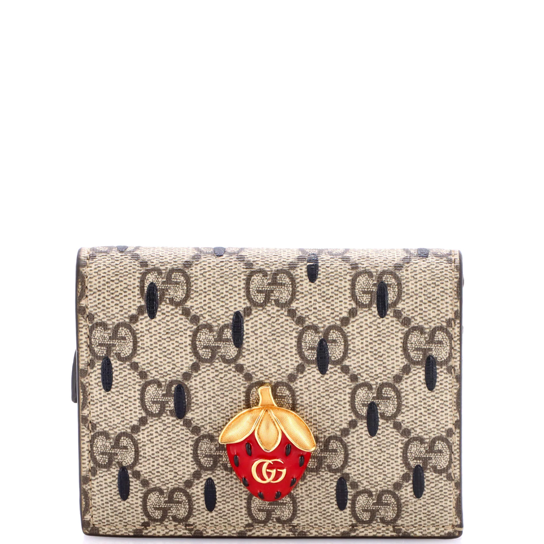 Strawberry Flap Card Case Printed GG Coated Canvas