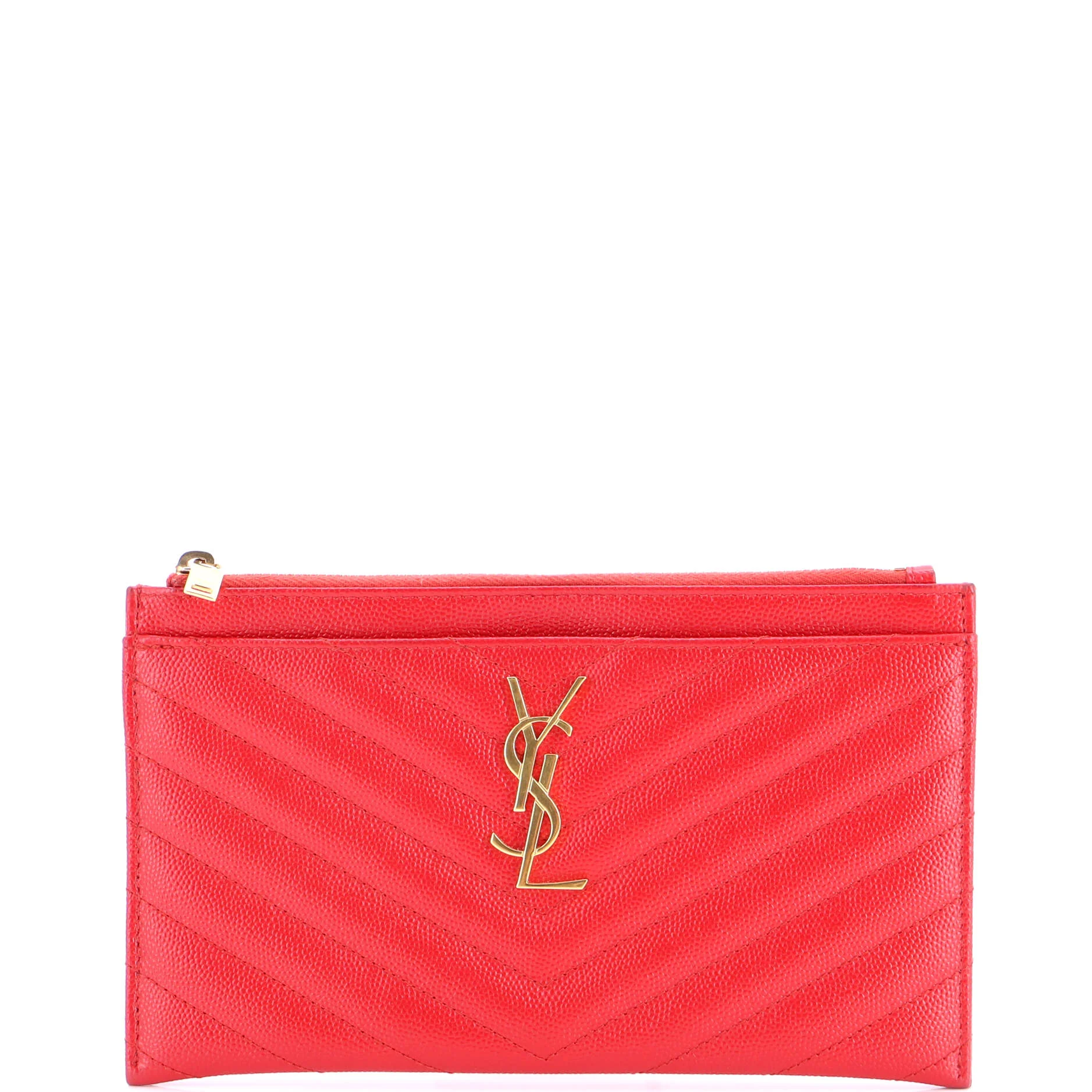 Classic Monogram Zip Bill Pouch Matelasse Chevron Leather Medium