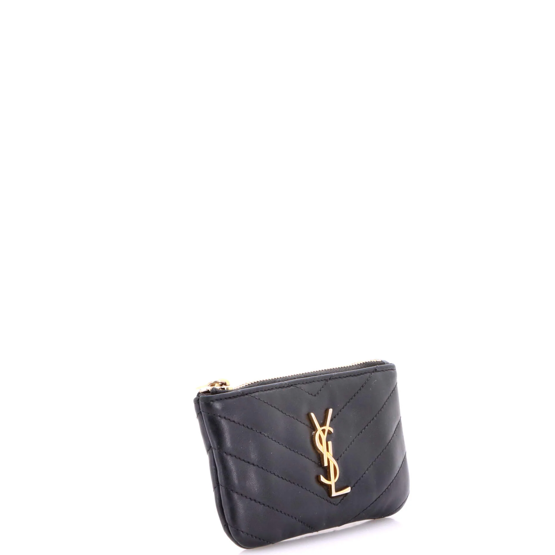 Monogram Fragments Zip Card Holder Matelasse Chevron Leather - Image 2