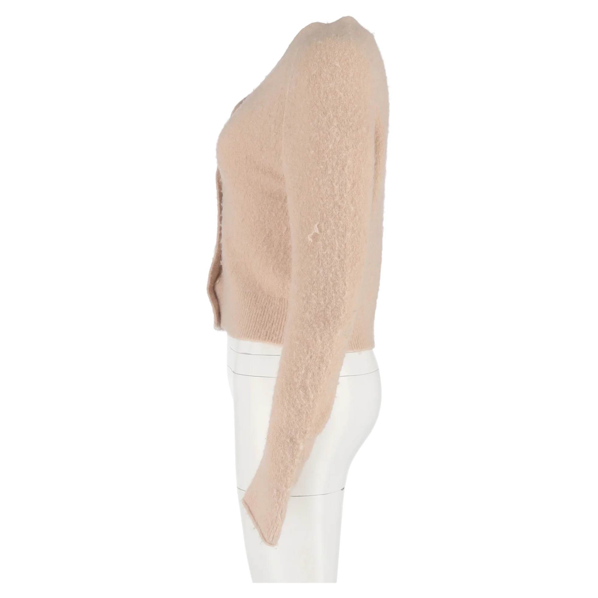 Women's Acne Studios Boxy V-Neck Cardigan in Beige Nylon - Image 5