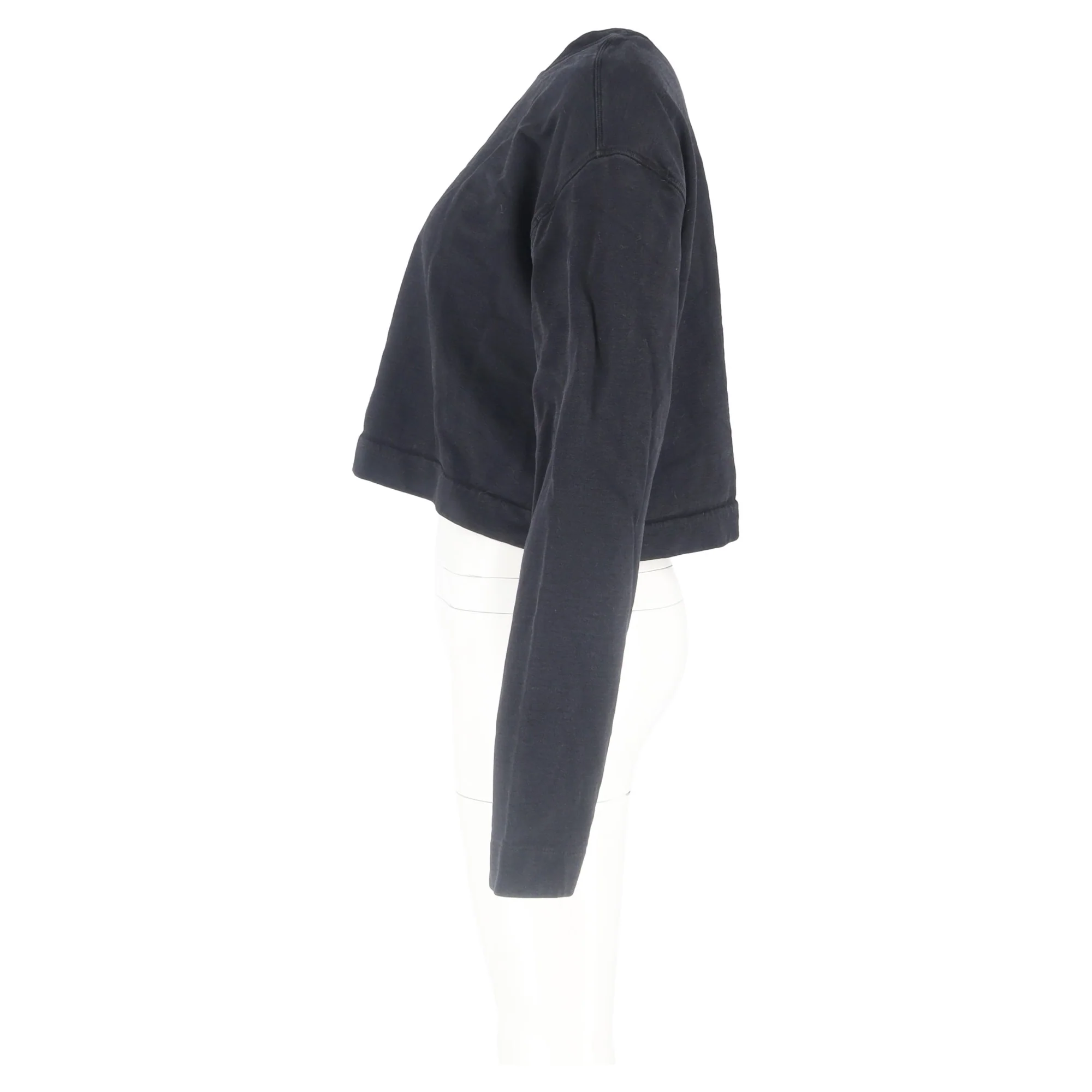 Women's Acne Studios Crewneck Cropped Sweater in Black Cotton - Image 5