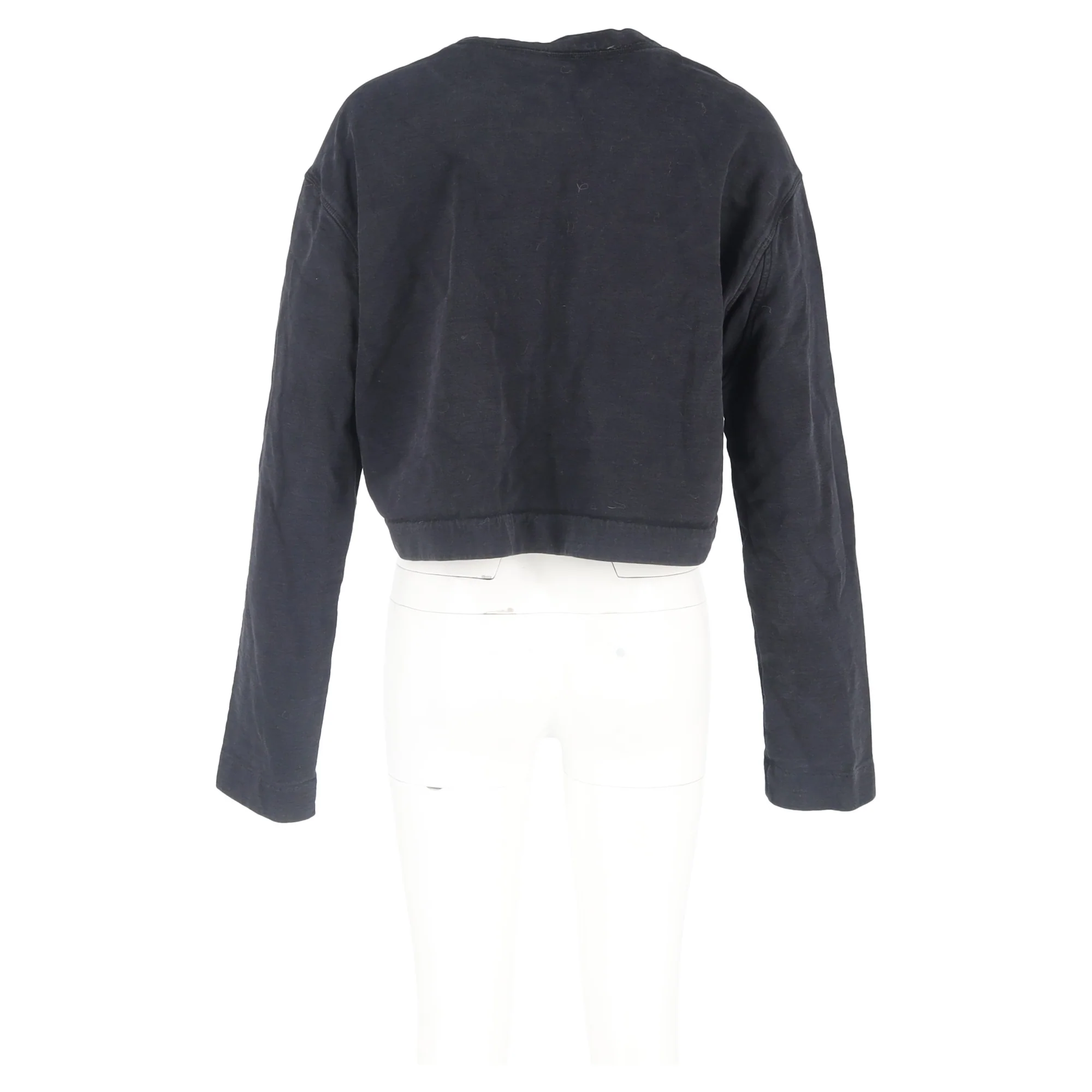 Women's Acne Studios Crewneck Cropped Sweater in Black Cotton - Image 6
