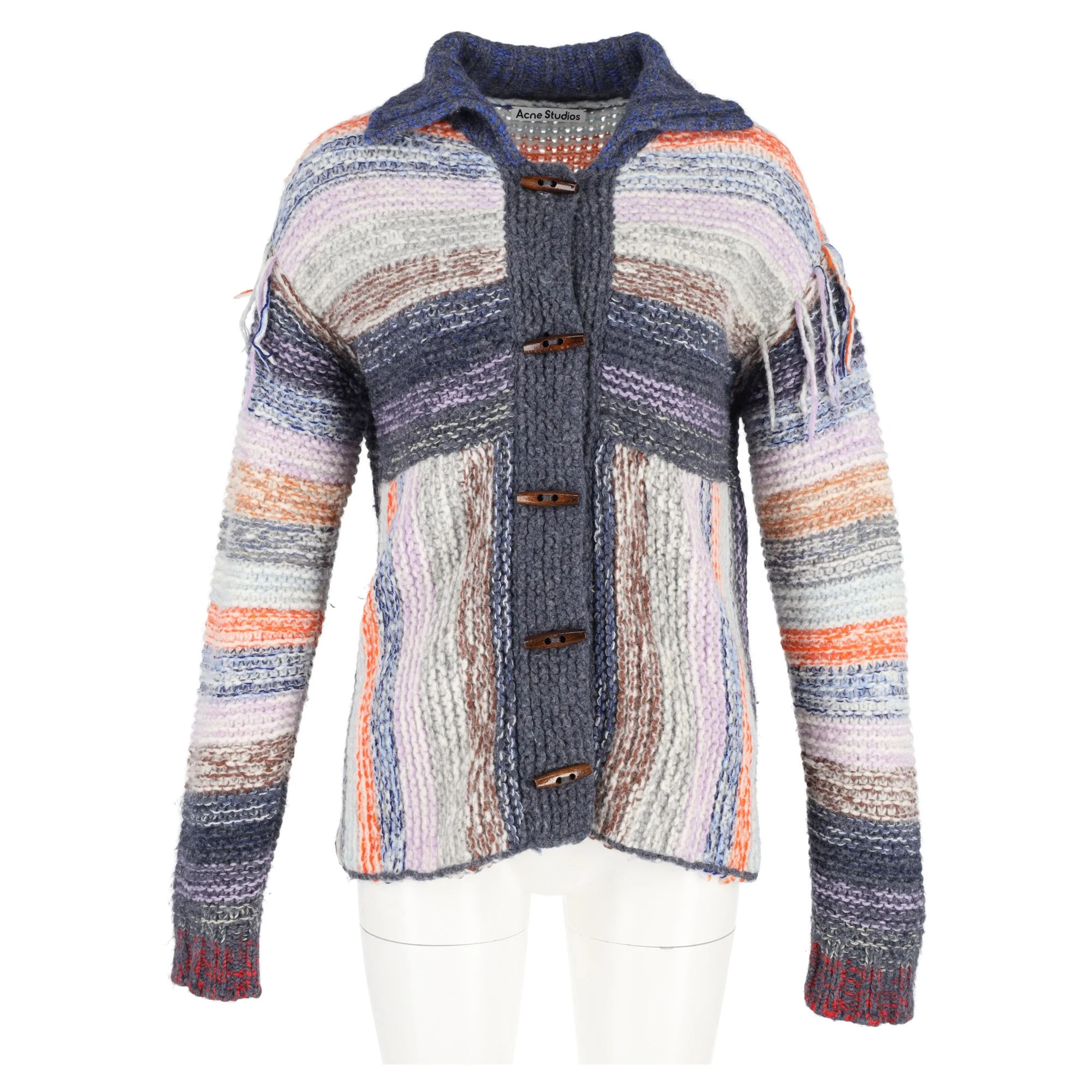 Women's Acne Studios Karya Mouliné Striped Cardigan In Multicolor Wool - Image 4