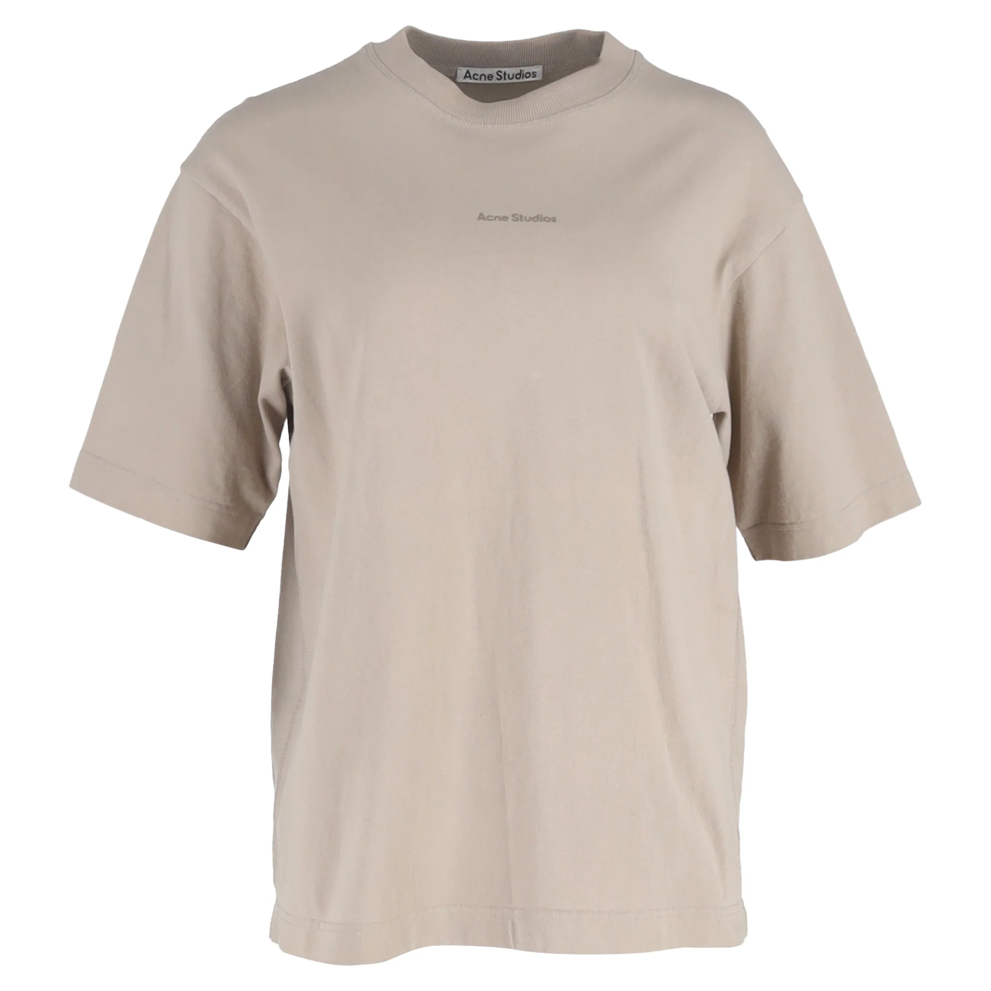 Women's Acne Studios Logo T-shirt in Beige Cotton