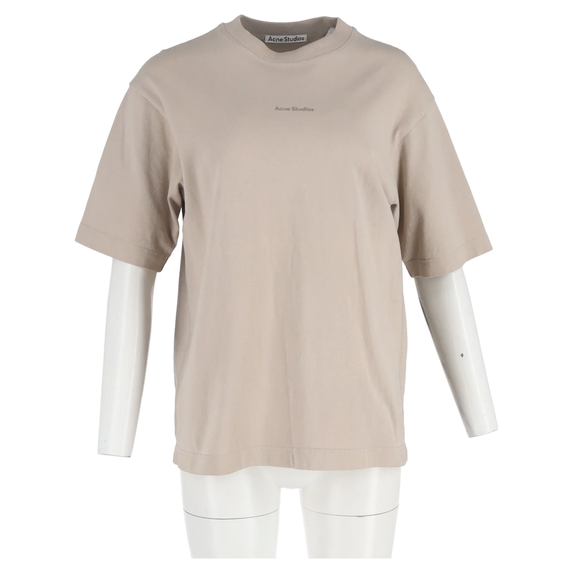 Women's Acne Studios Logo T-shirt in Beige Cotton - Image 4