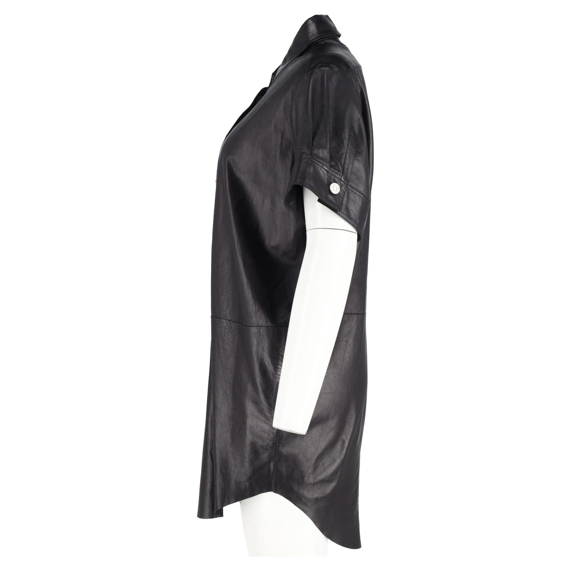 Women's Acne Studios Marla Mini Dress in Black Lambskin Leather - Image 5