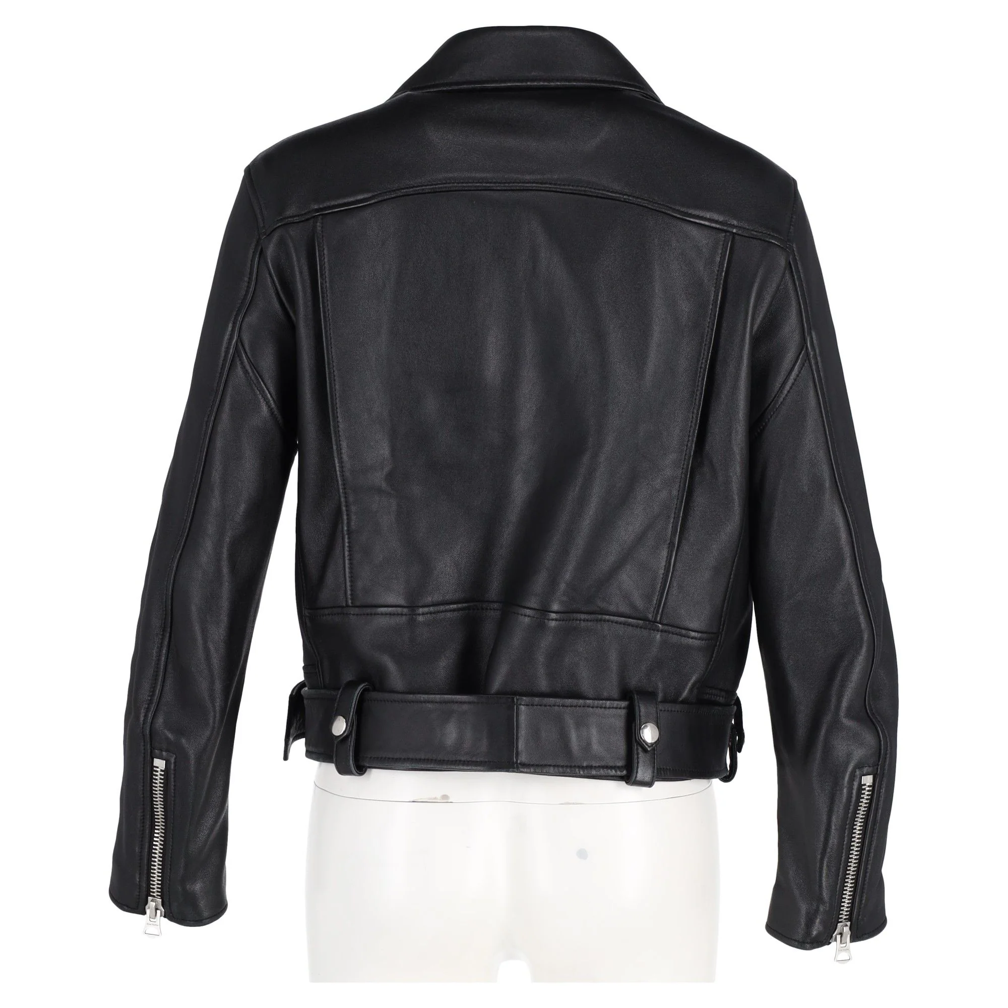 Women's Acne Studios Zip Up Biker Jacket in Black Leather - Image 3