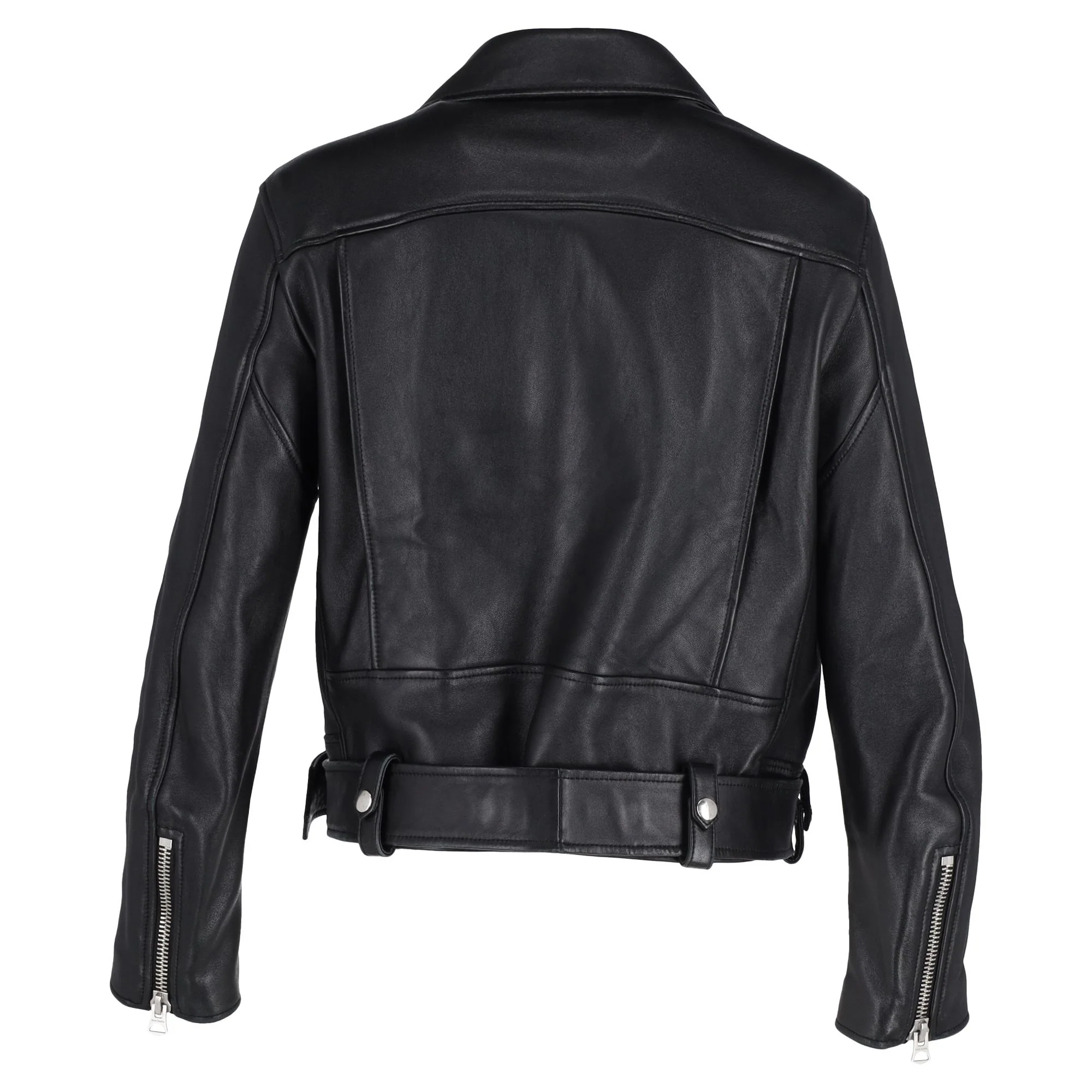 Women's Acne Studios Zip Up Biker Jacket in Black Leather - Image 4