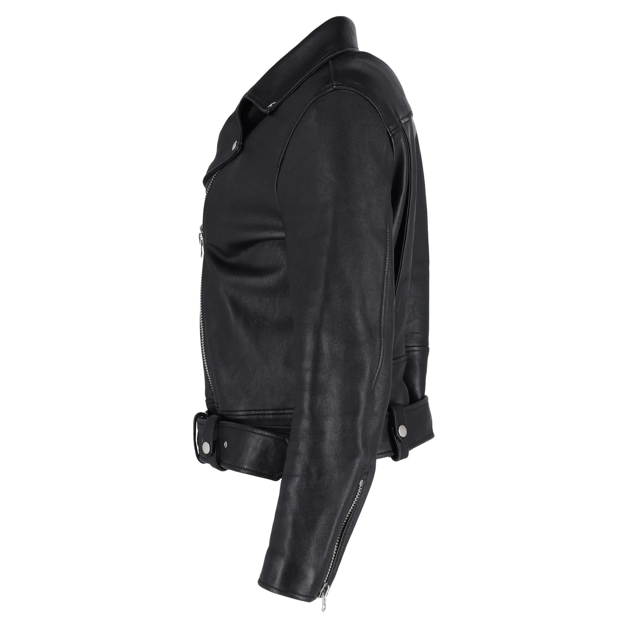 Women's Acne Studios Zip Up Biker Jacket in Black Leather - Image 5