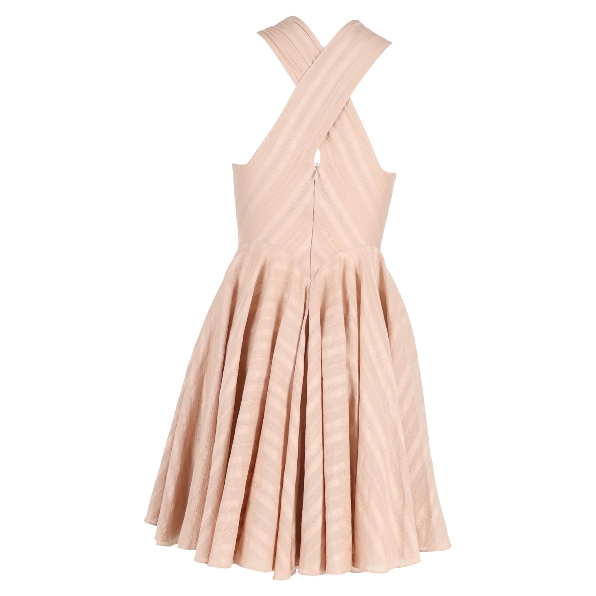 Women's Alaïa Printed Mini Halterneck Flared Dress in Nude Viscose - Image 3
