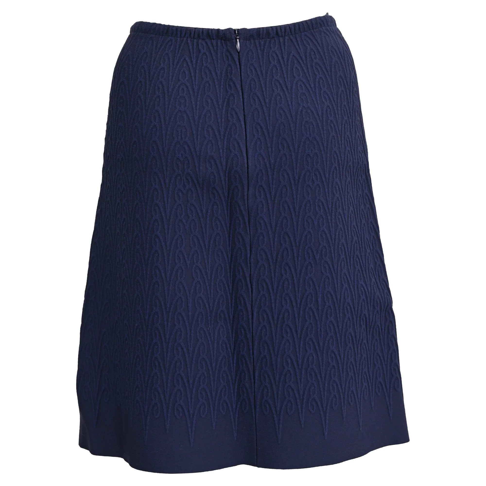 Women's Alaïa Textured Knee Length Skirt in Blue Viscose - Image 3