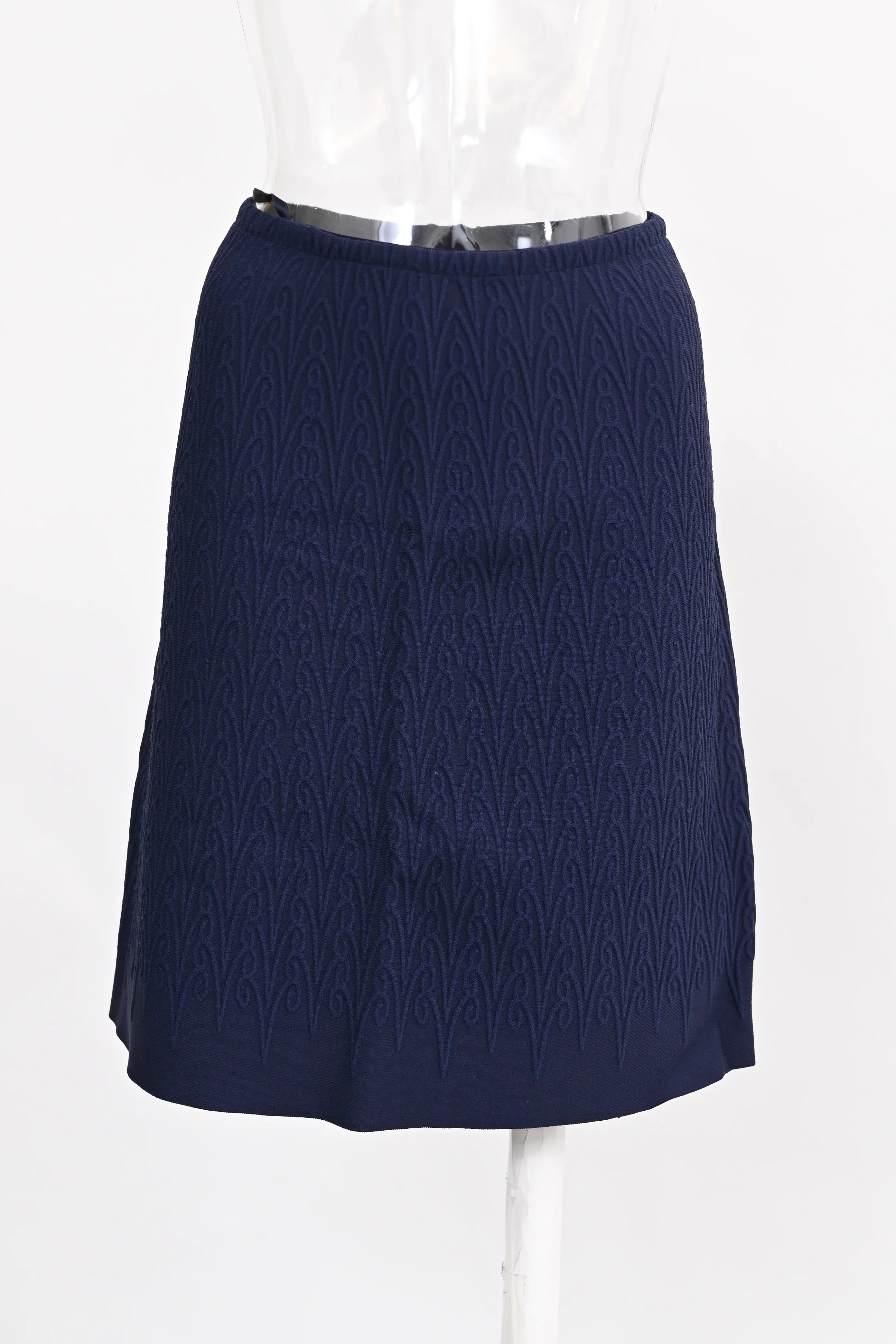 Women's Alaïa Textured Knee Length Skirt in Blue Viscose - Image 5