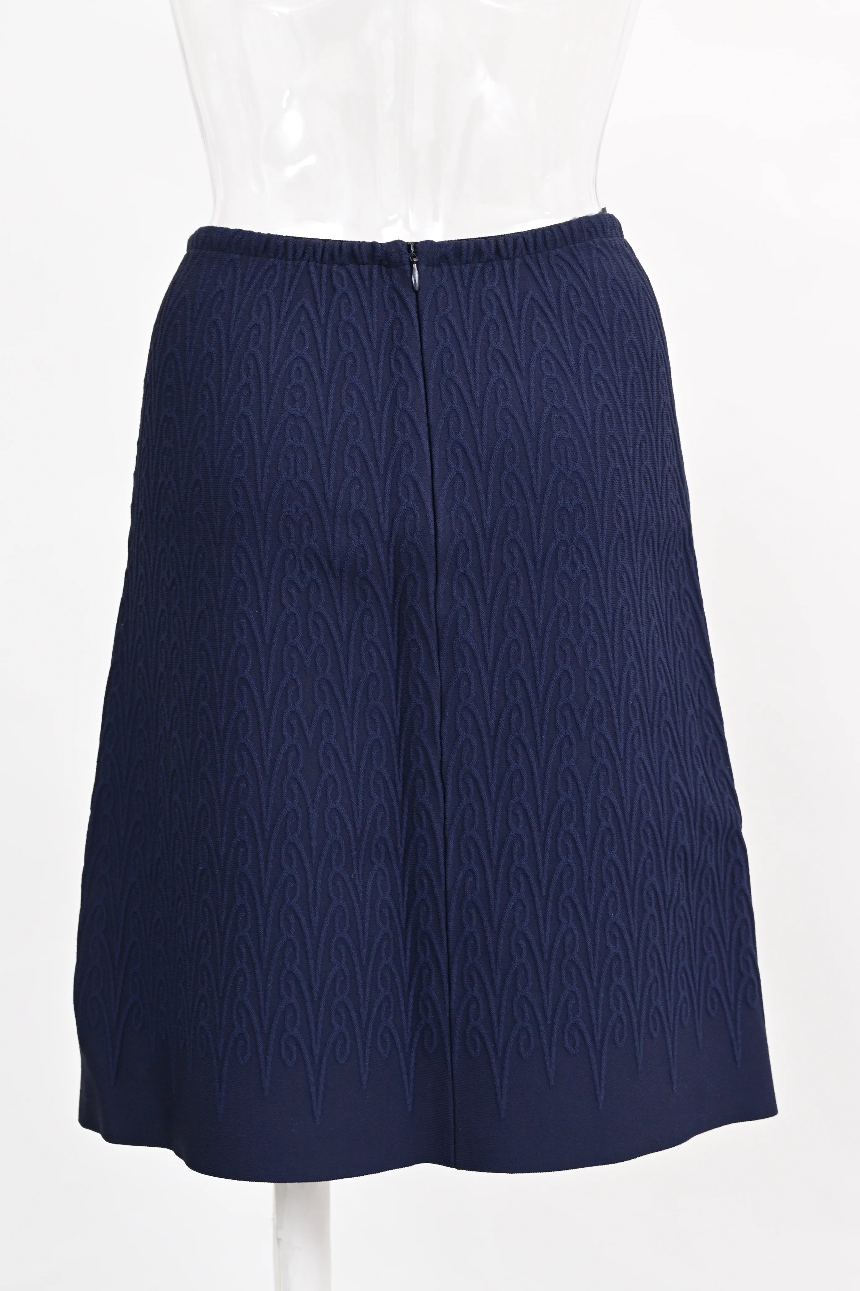 Women's Alaïa Textured Knee Length Skirt in Blue Viscose - Image 7