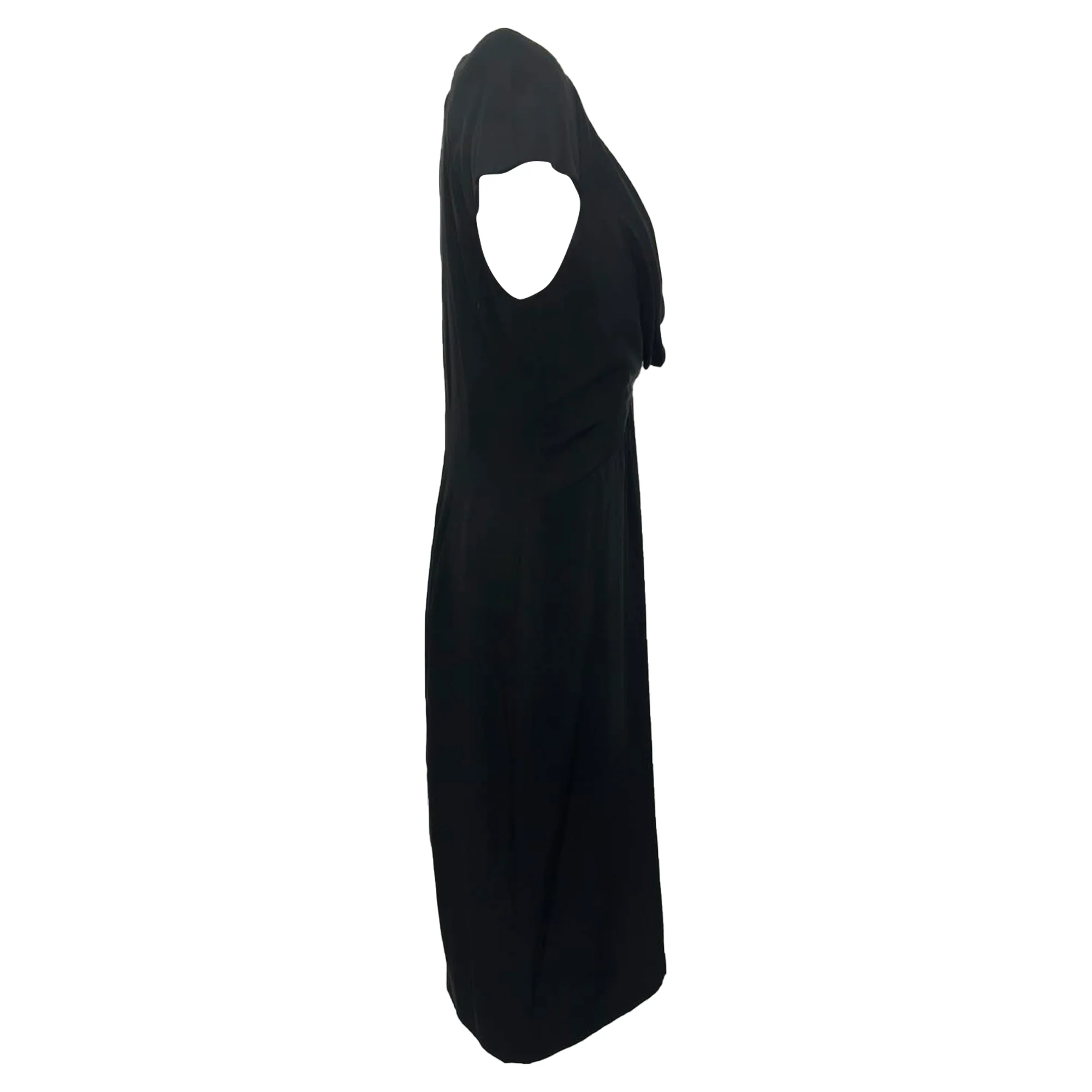 Women's Alexander McQueen Cowl Neck Midi Dress in Black Silk - Image 2