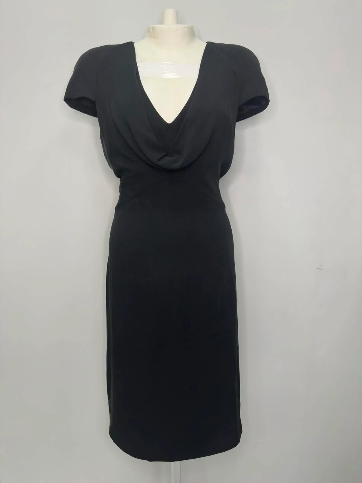 Women's Alexander McQueen Cowl Neck Midi Dress in Black Silk - Image 7