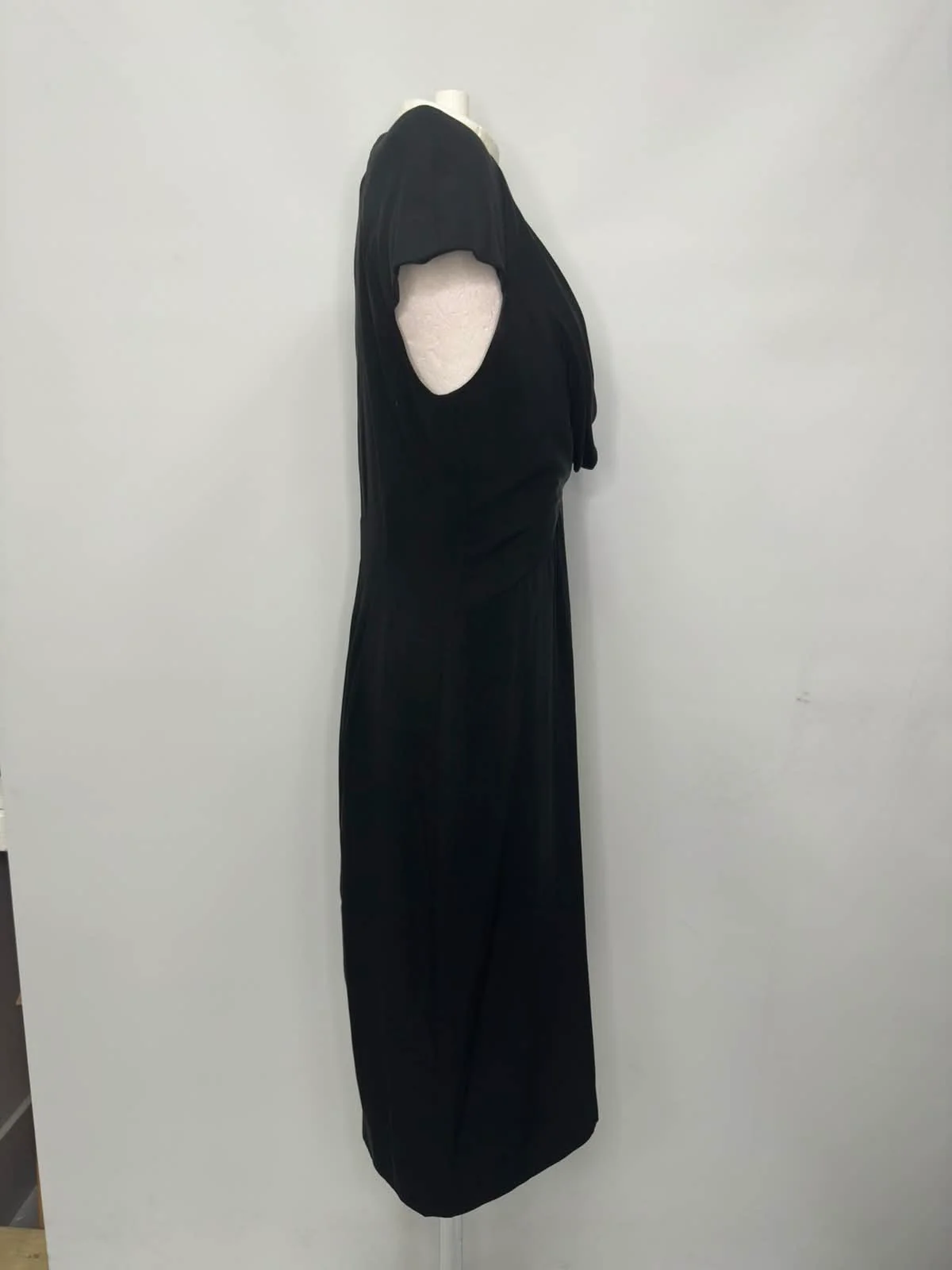Women's Alexander McQueen Cowl Neck Midi Dress in Black Silk - Image 8