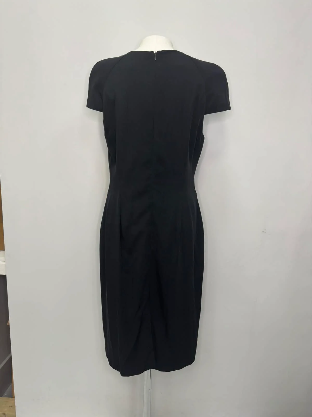Women's Alexander McQueen Cowl Neck Midi Dress in Black Silk - Image 9