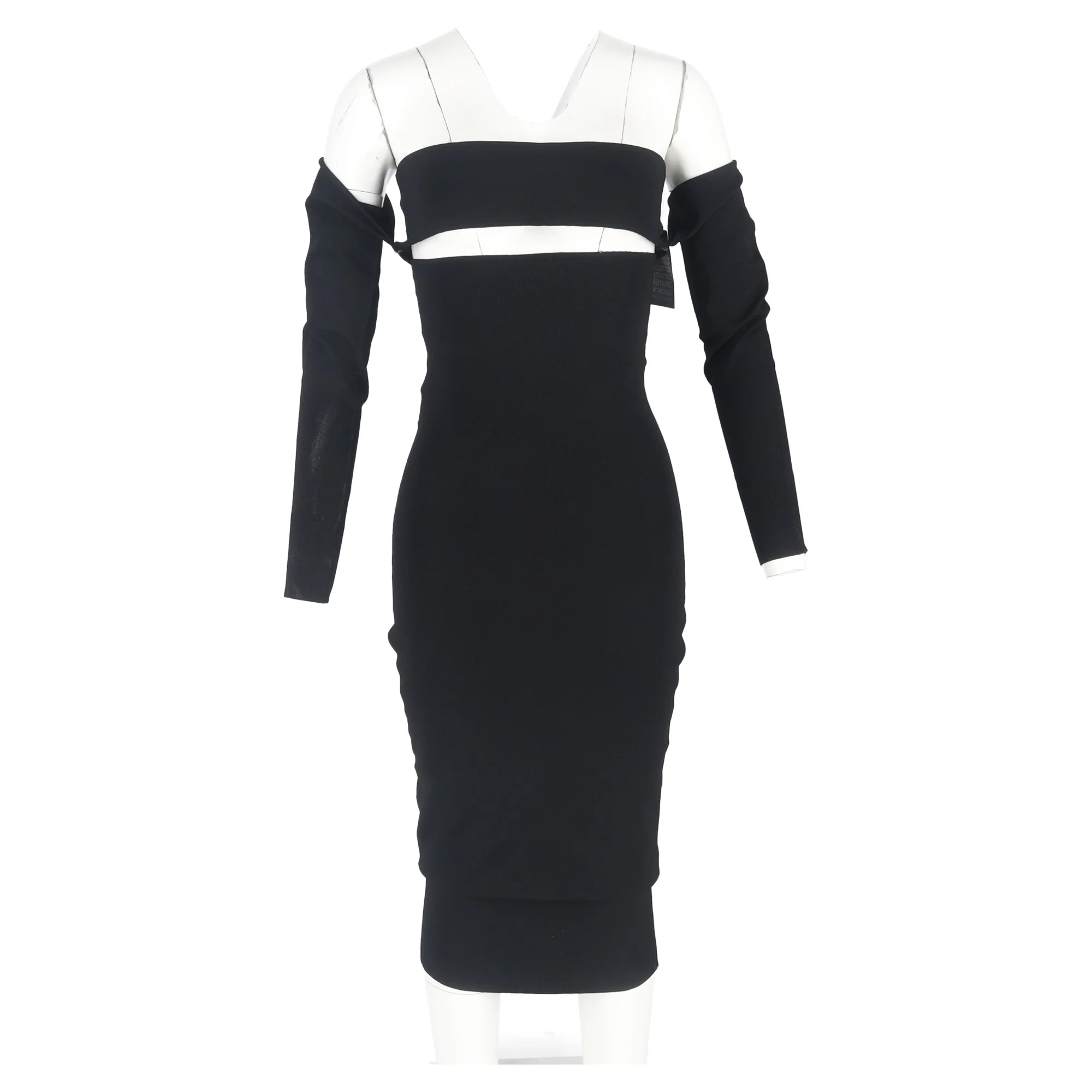 Women's Alexander Mcqueen Cut-Out Accent Off-Shoulder Midi Dress in Black Viscose - Image 4