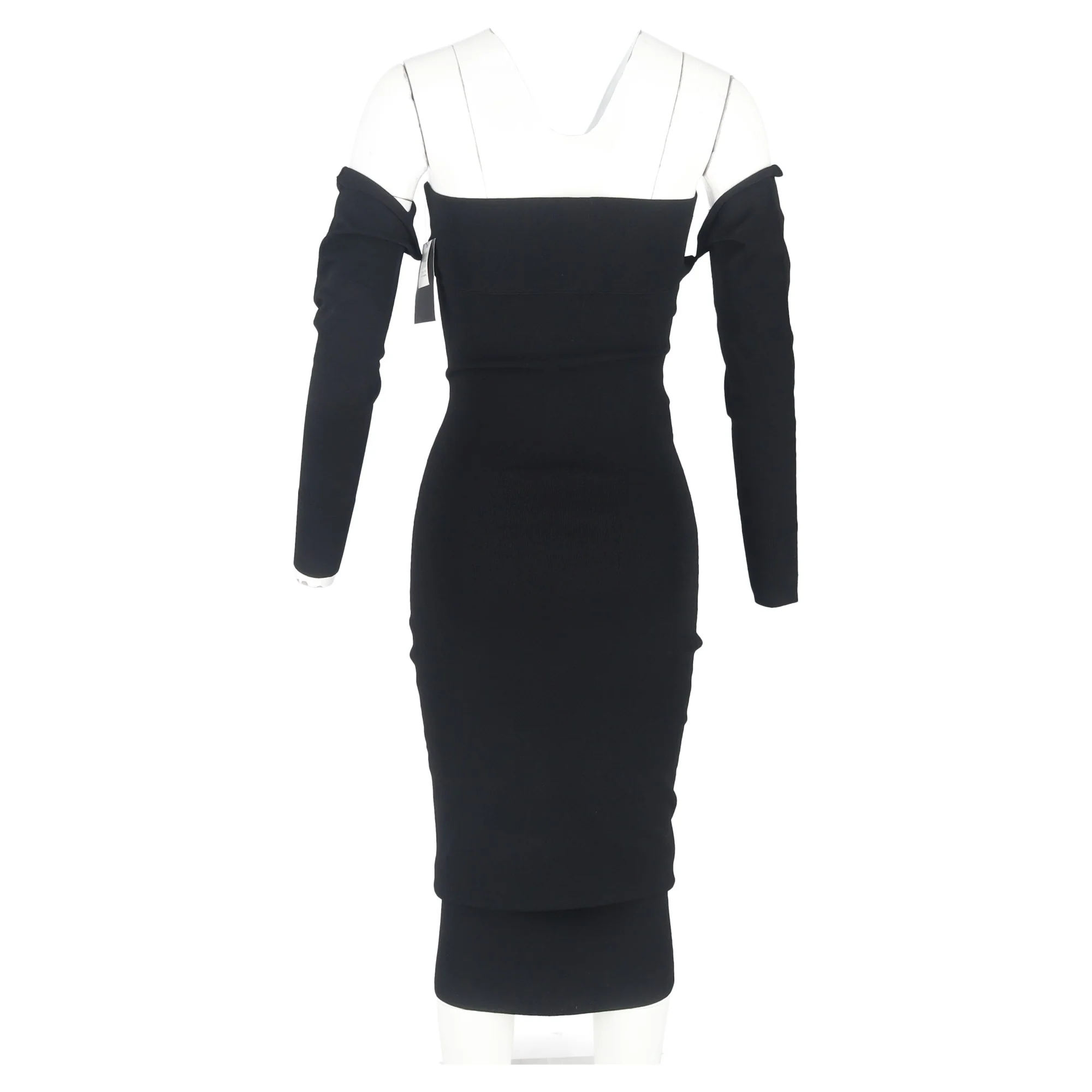 Women's Alexander Mcqueen Cut-Out Accent Off-Shoulder Midi Dress in Black Viscose - Image 6
