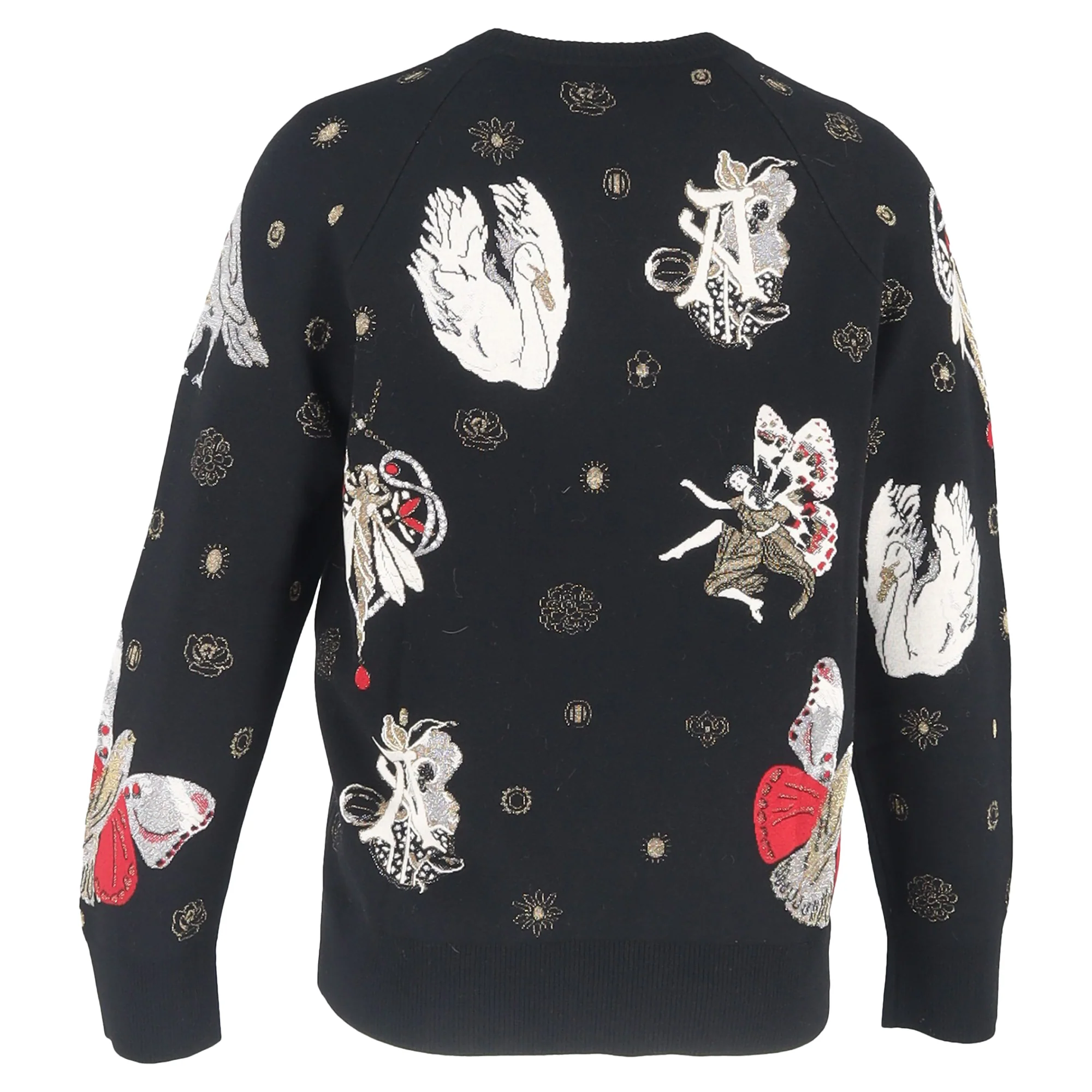 Women's Alexander Mcqueen Gothic Fairytale Printed Sweater in Black Wool - Image 3