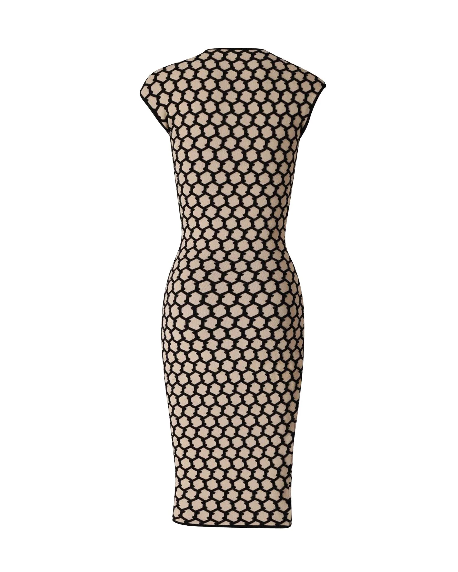 Women's Alexander McQueen Honeycomb Intarsia Knit Dress in Beige Wool