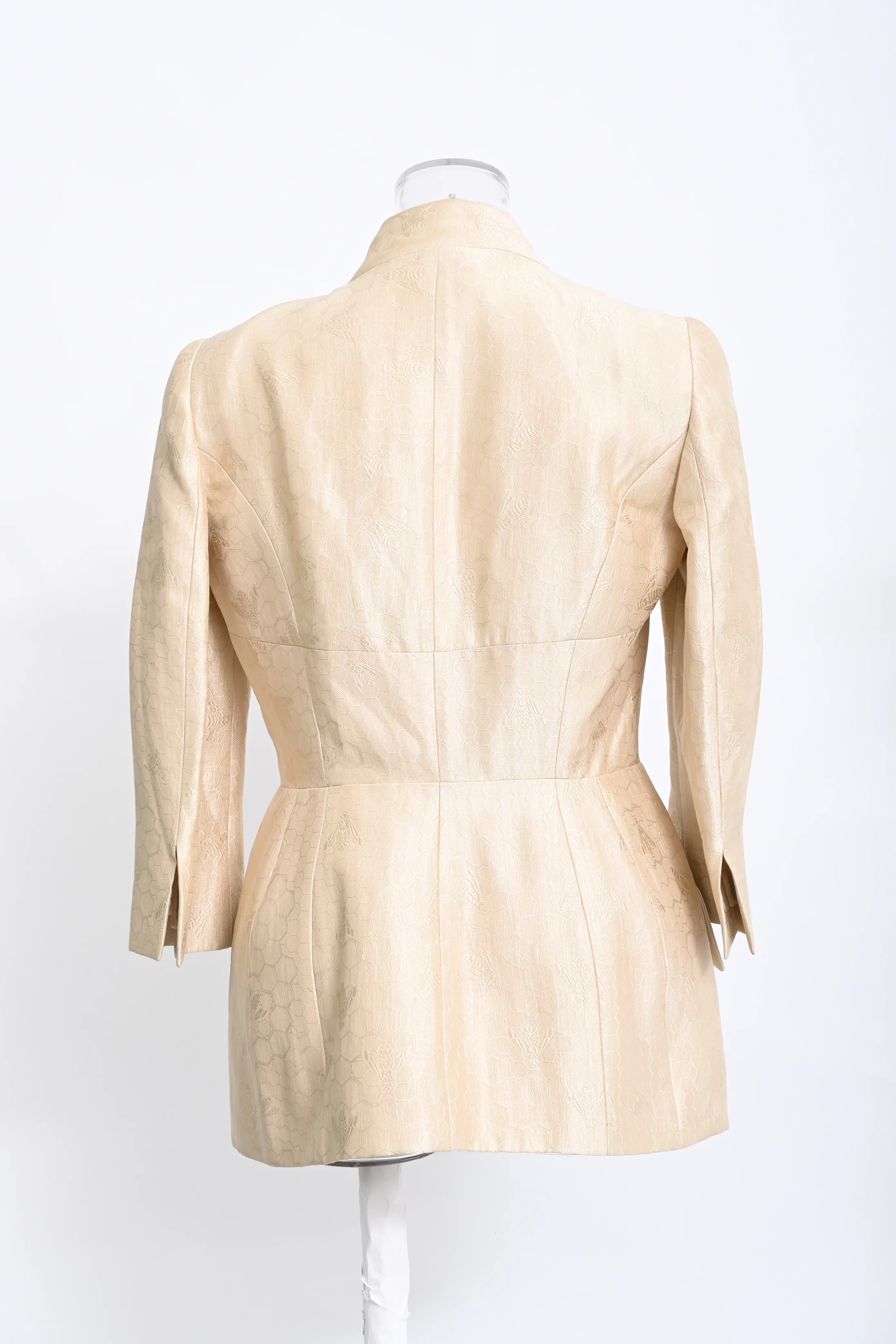 Women's  Alexander Mcqueen Jacquard Blazer in Cream Silk - Image 10