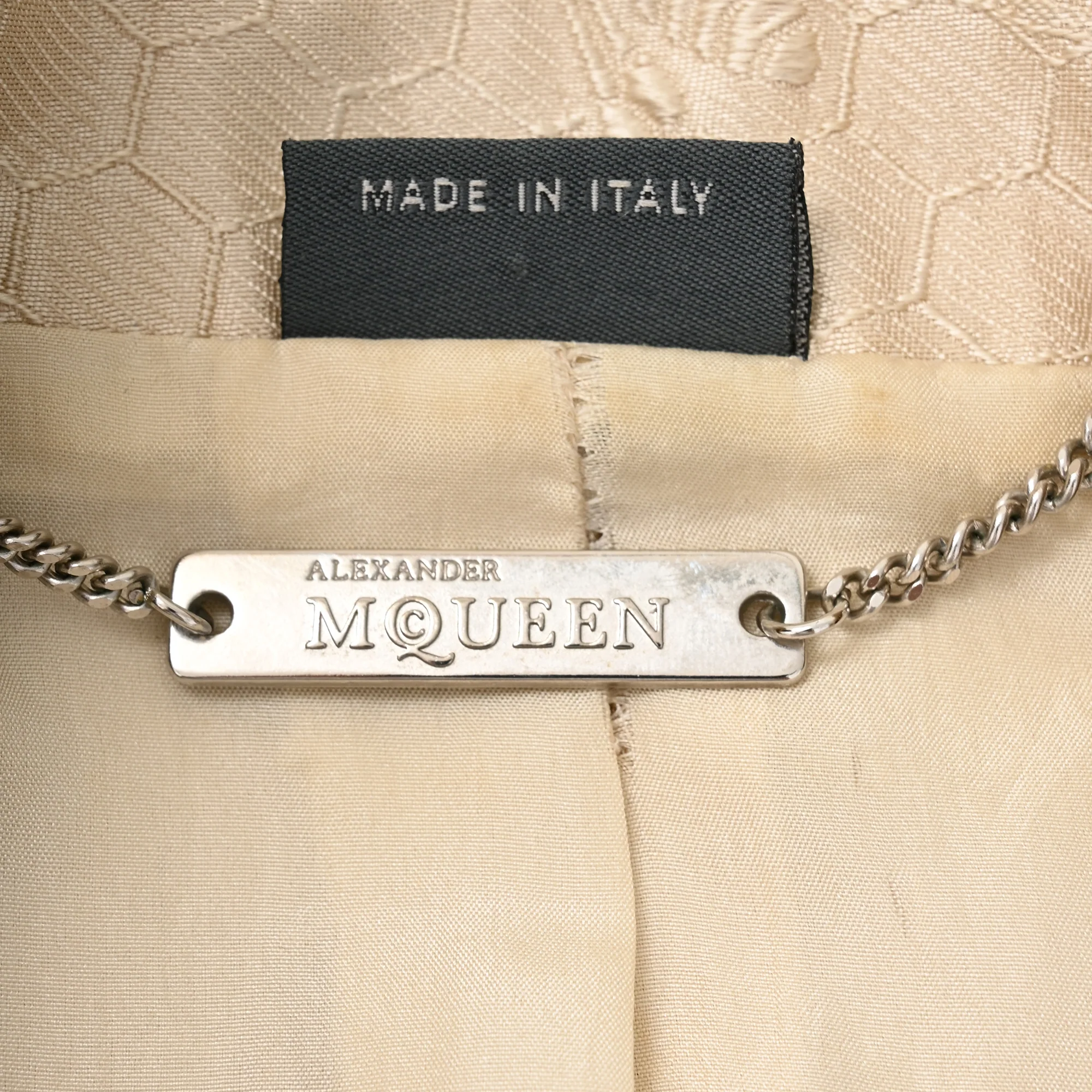 Women's  Alexander Mcqueen Jacquard Blazer in Cream Silk - Image 4