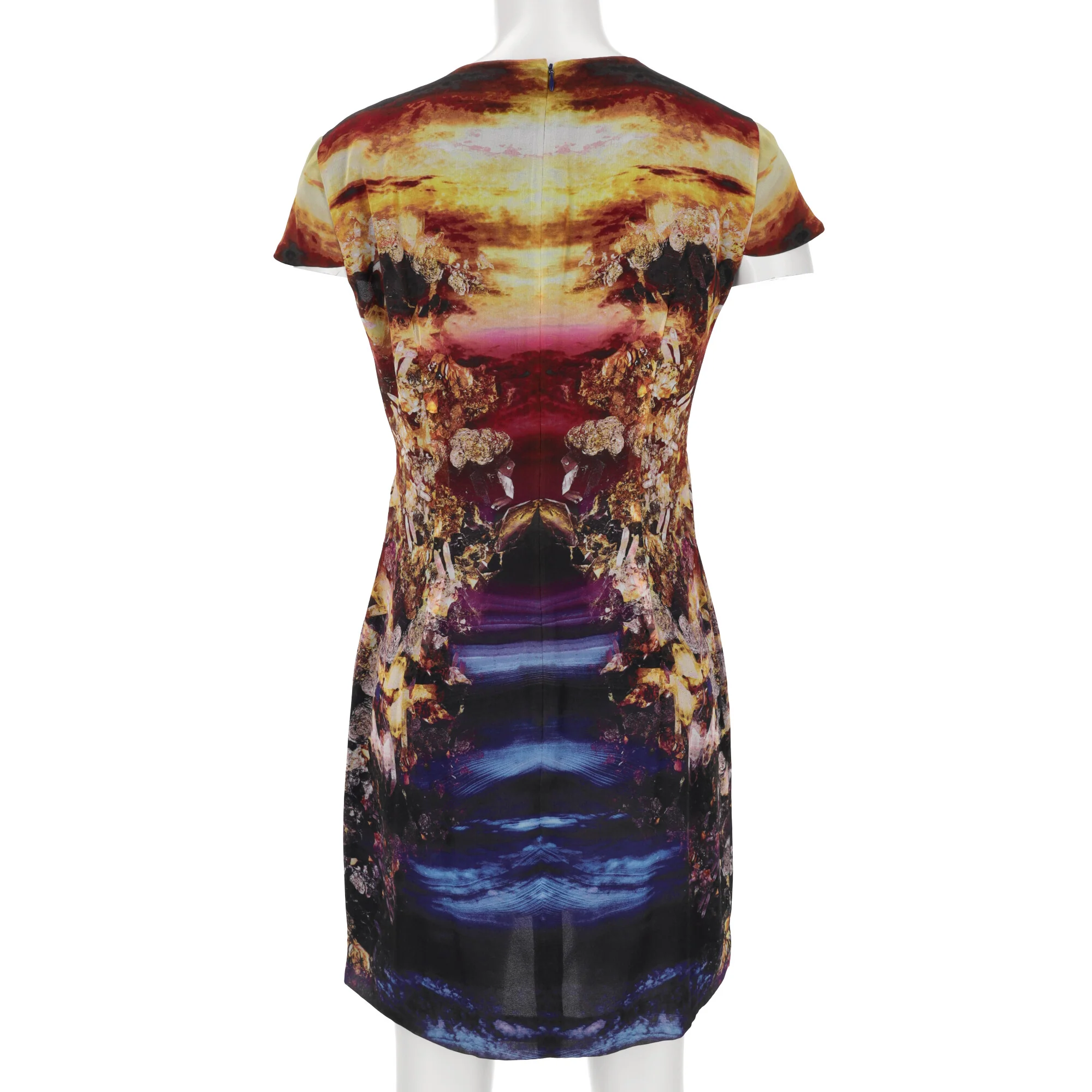 Women's McQ Alexander McQueen Mineral Print Bodycon Dress in Multicolor Silk - Image 10