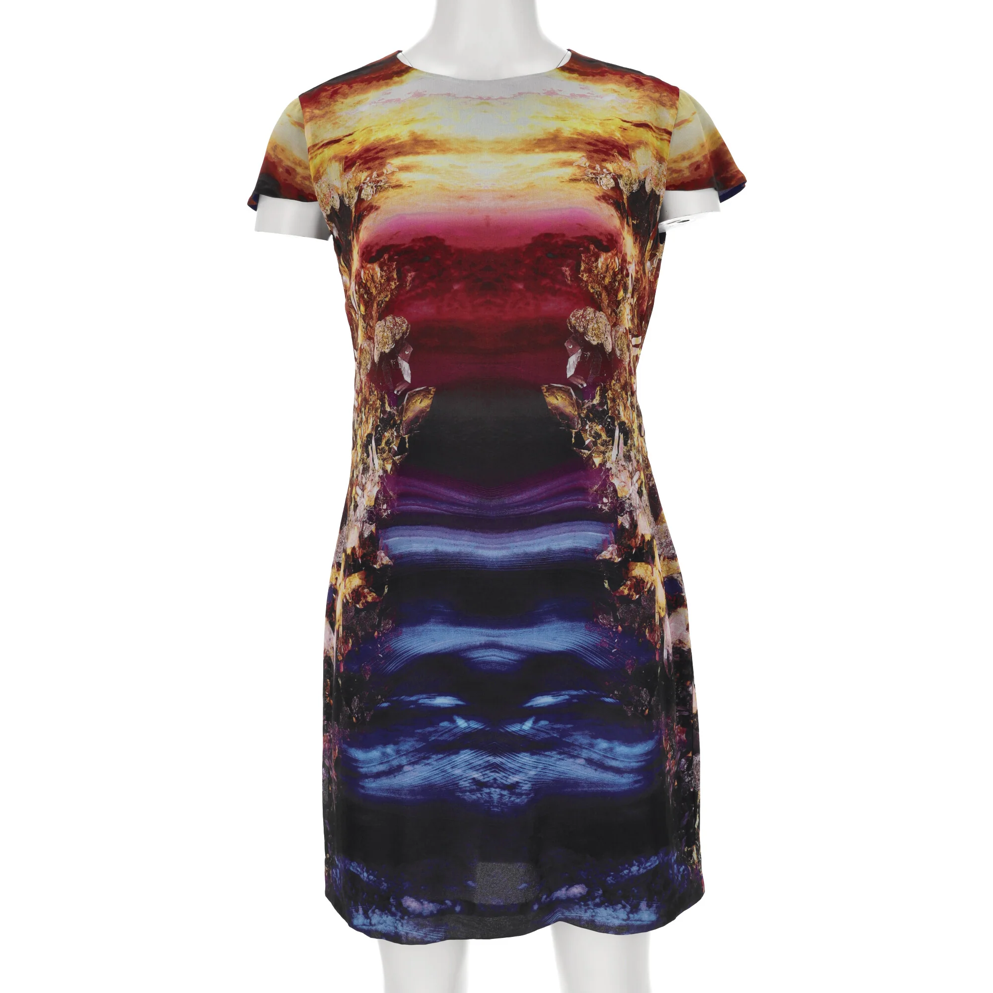 Women's McQ Alexander McQueen Mineral Print Bodycon Dress in Multicolor Silk - Image 8