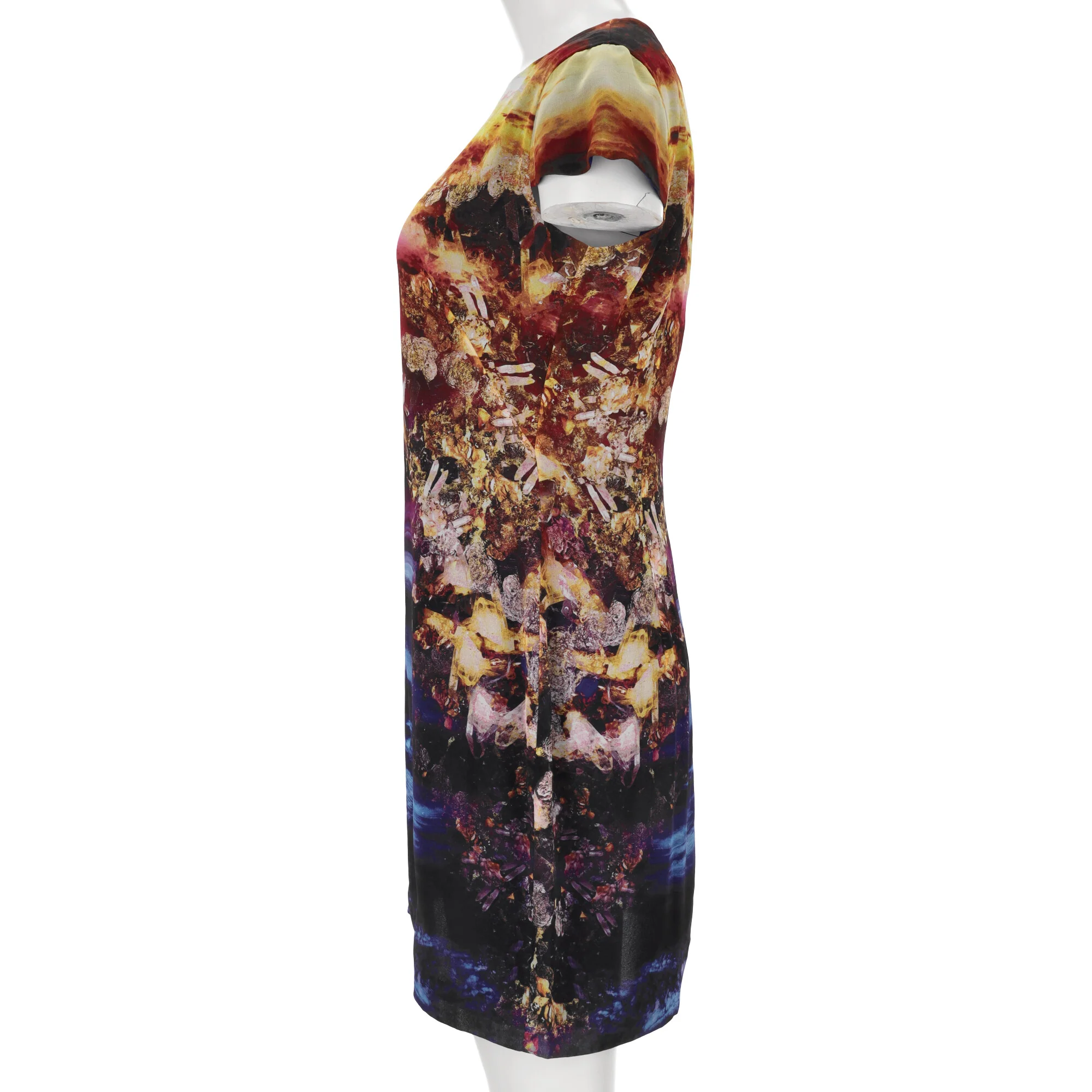 Women's McQ Alexander McQueen Mineral Print Bodycon Dress in Multicolor Silk - Image 9