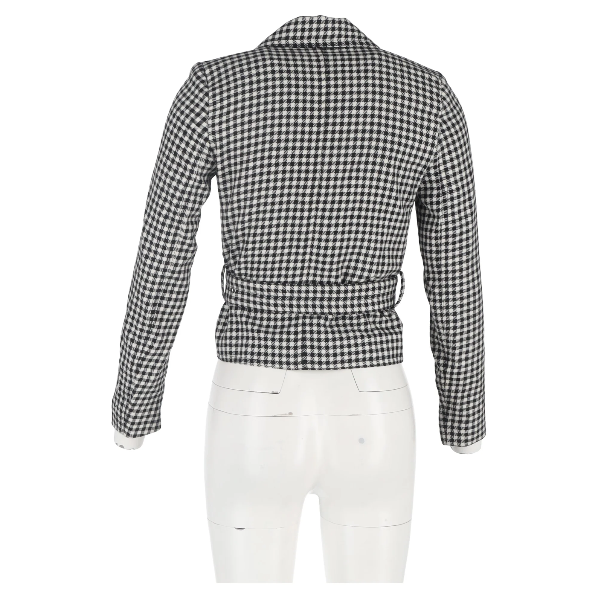 Women's MCQ by Alexander Mcqueen Gingham Blazer in Black and White Cotton - Image 6