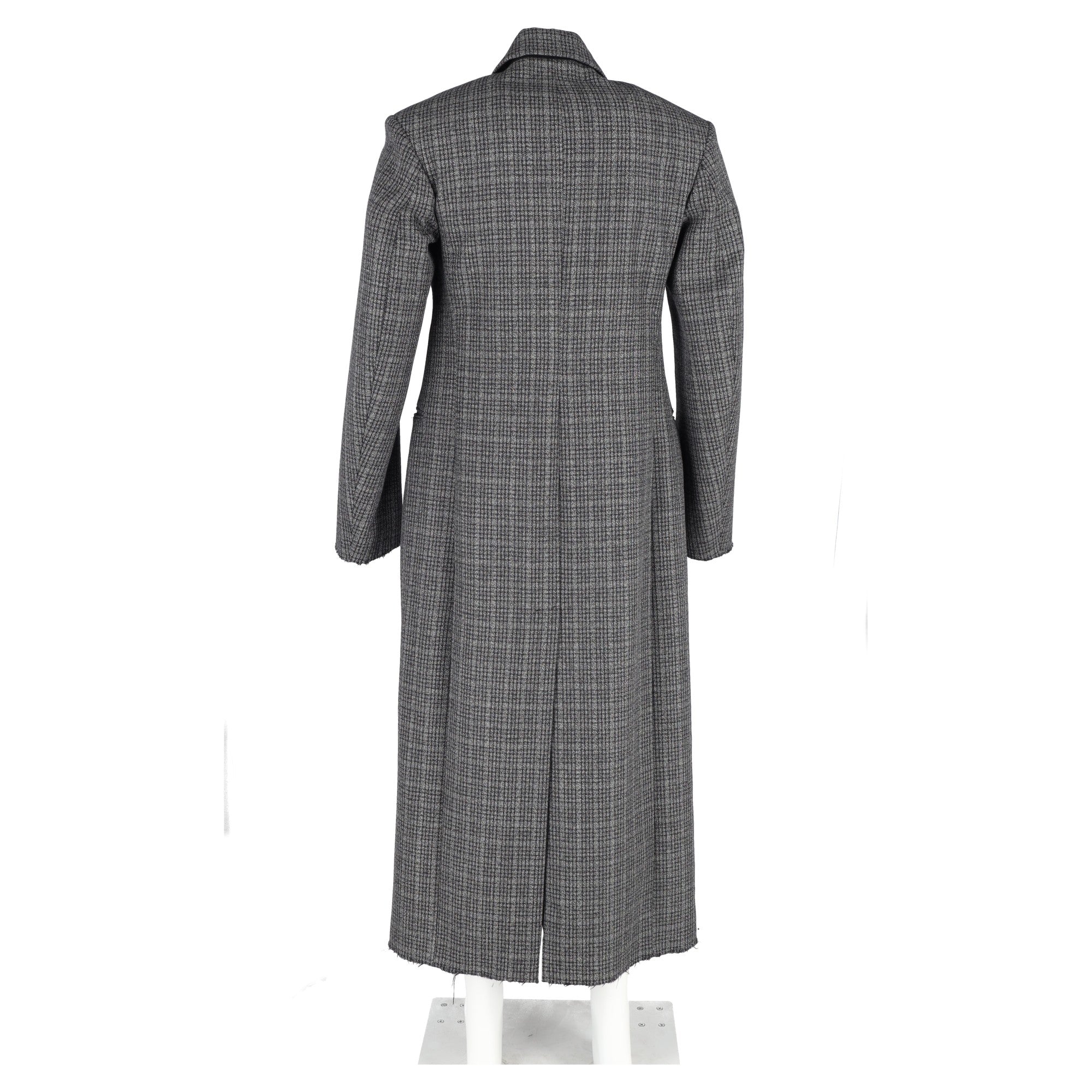 Men's Balenciaga Check-Patterned Double-Breasted Relaxed-Fit Coat in Grey Wool - Image 10