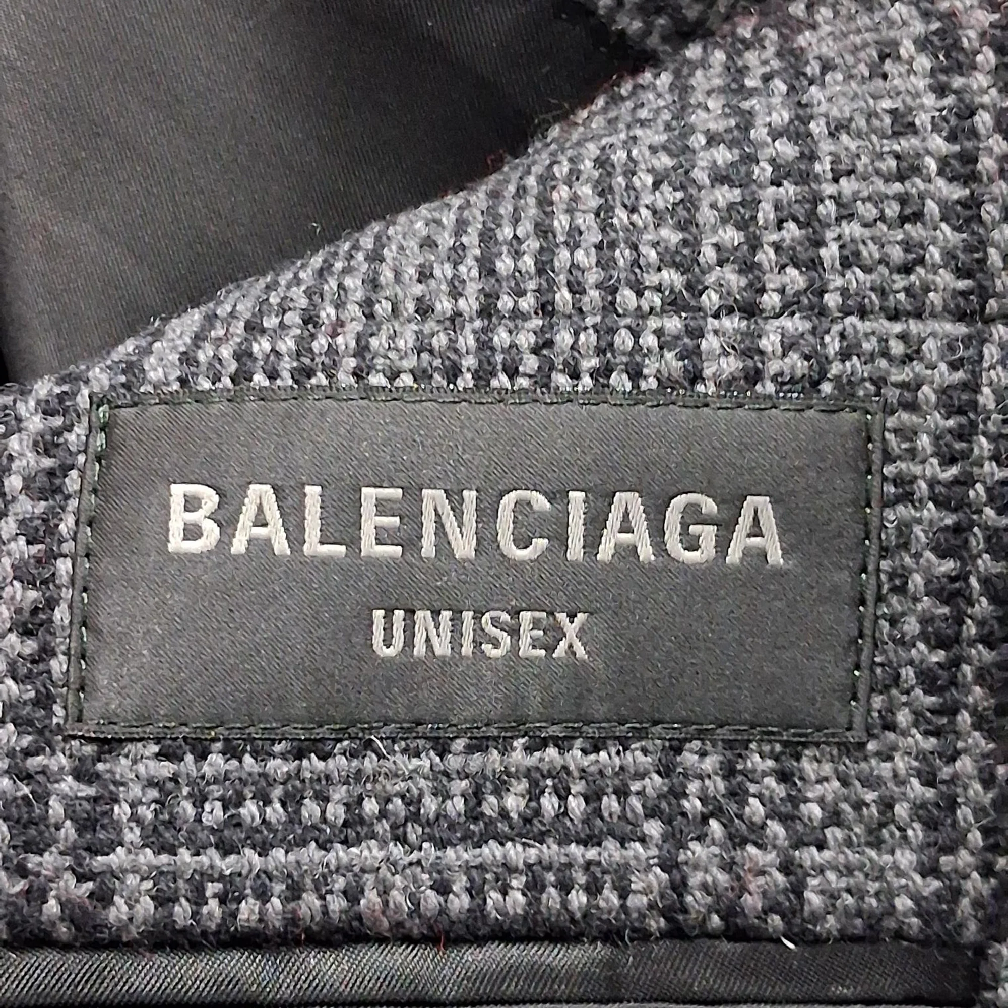 Men's Balenciaga Deconstructed Check Coat in Grey Wool - Image 4