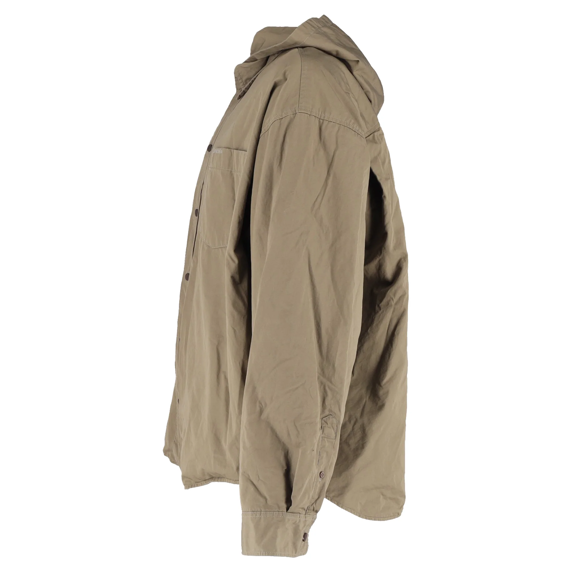 Men's Balenciaga Hooded Parka Shirt Jacket In Beige Cotton - Image 3