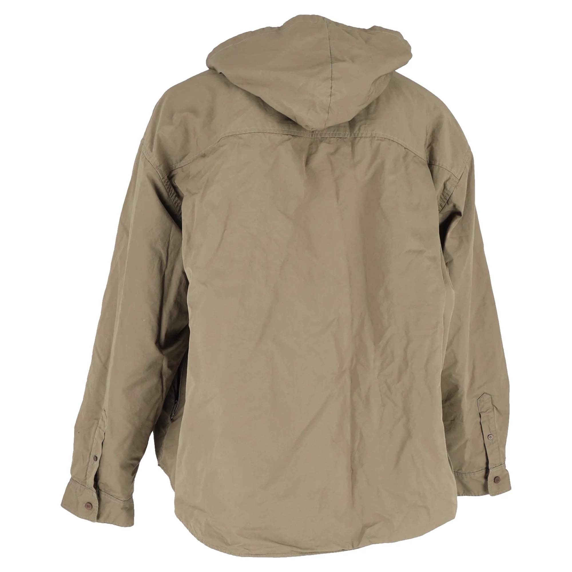 Men's Balenciaga Hooded Parka Shirt Jacket In Beige Cotton - Image 5