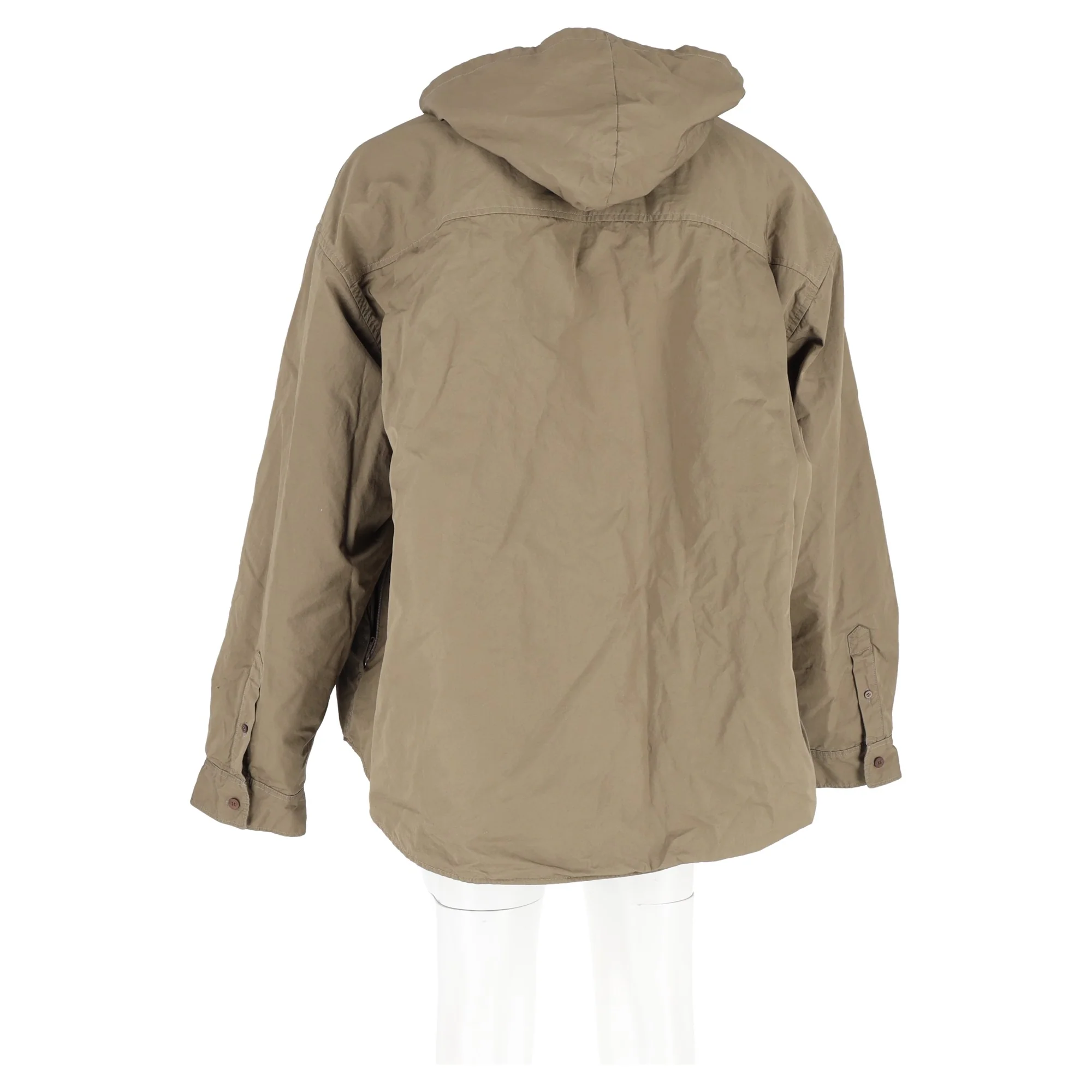 Men's Balenciaga Hooded Parka Shirt Jacket In Beige Cotton - Image 6