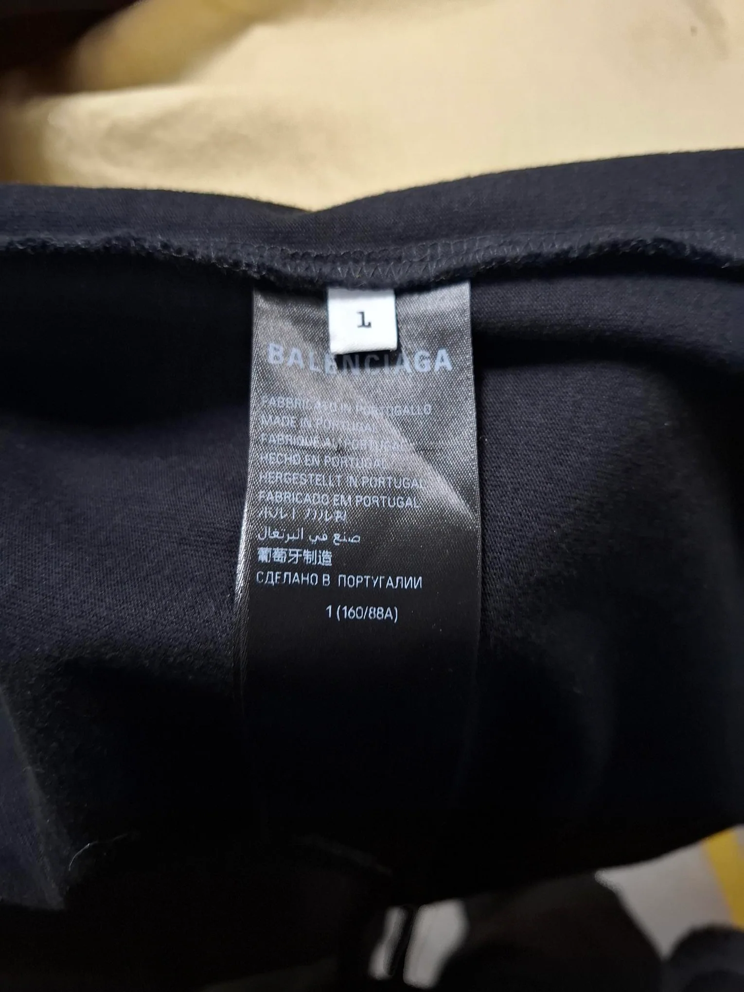 Men's Balenciaga Logo Print Mock Neck T-Shirt in Black Cotton - Image 9