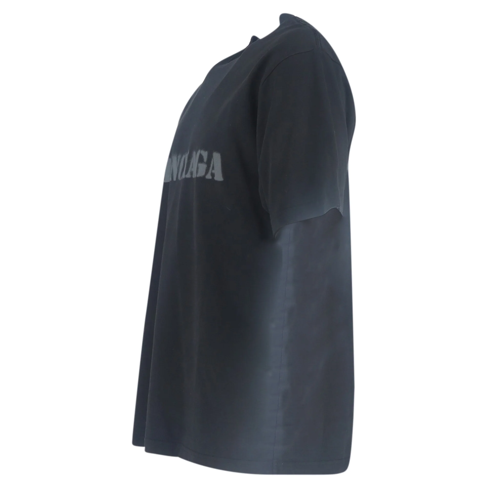 Men's Balenciaga Logo Print Stencil Type T-Shirt in Black Cotton - Image 2